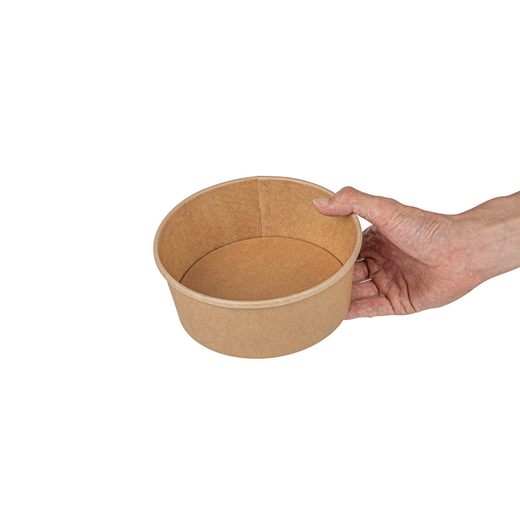 Bio Tek 37 oz Round Kraft Paper Take Out Container - 6 1/2" x 6 1/2" x 2 1/2" - 200 count box