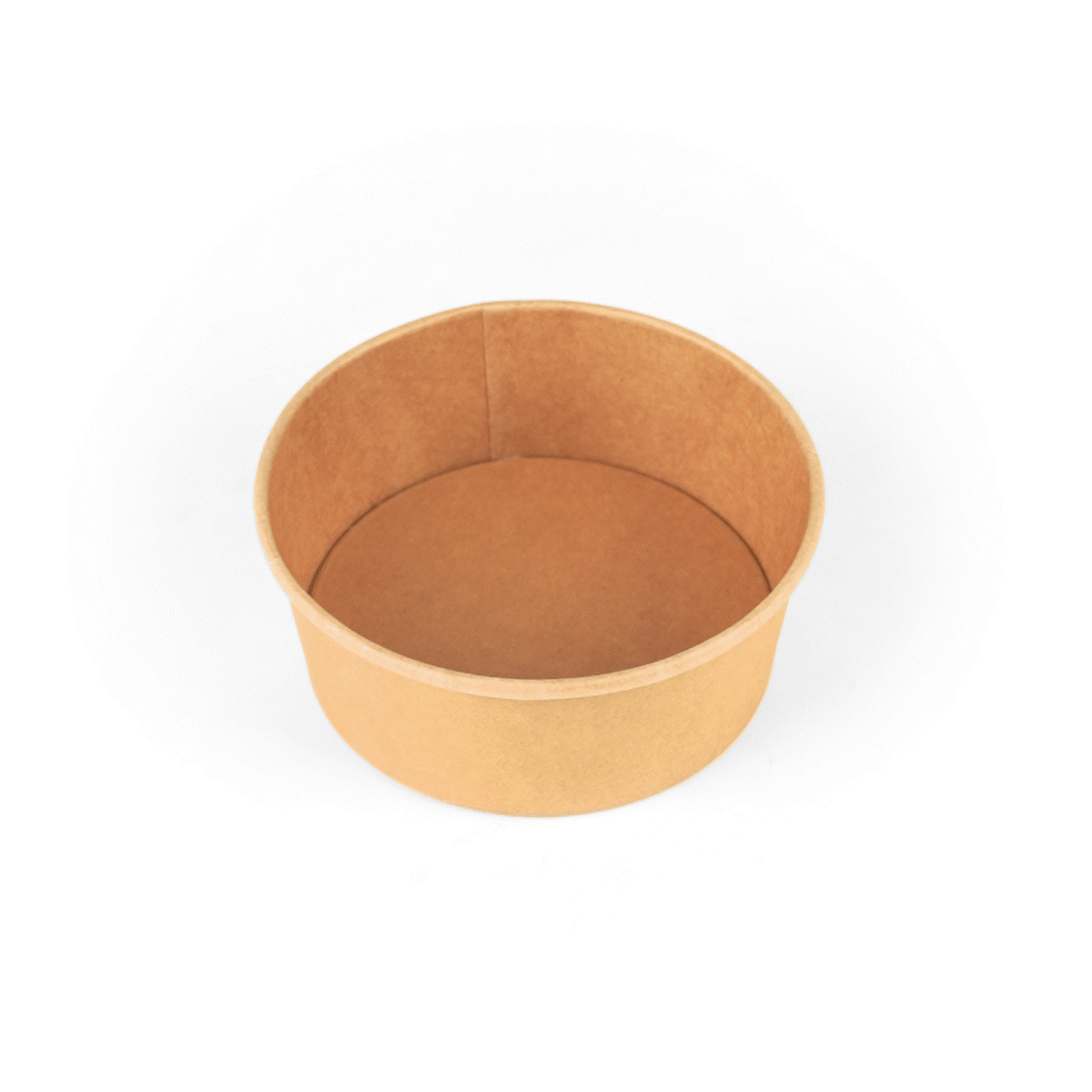 Bio Tek 37 oz Round Kraft Paper Take Out Container - 6 1/2" x 6 1/2" x 2 1/2" - 200 count box