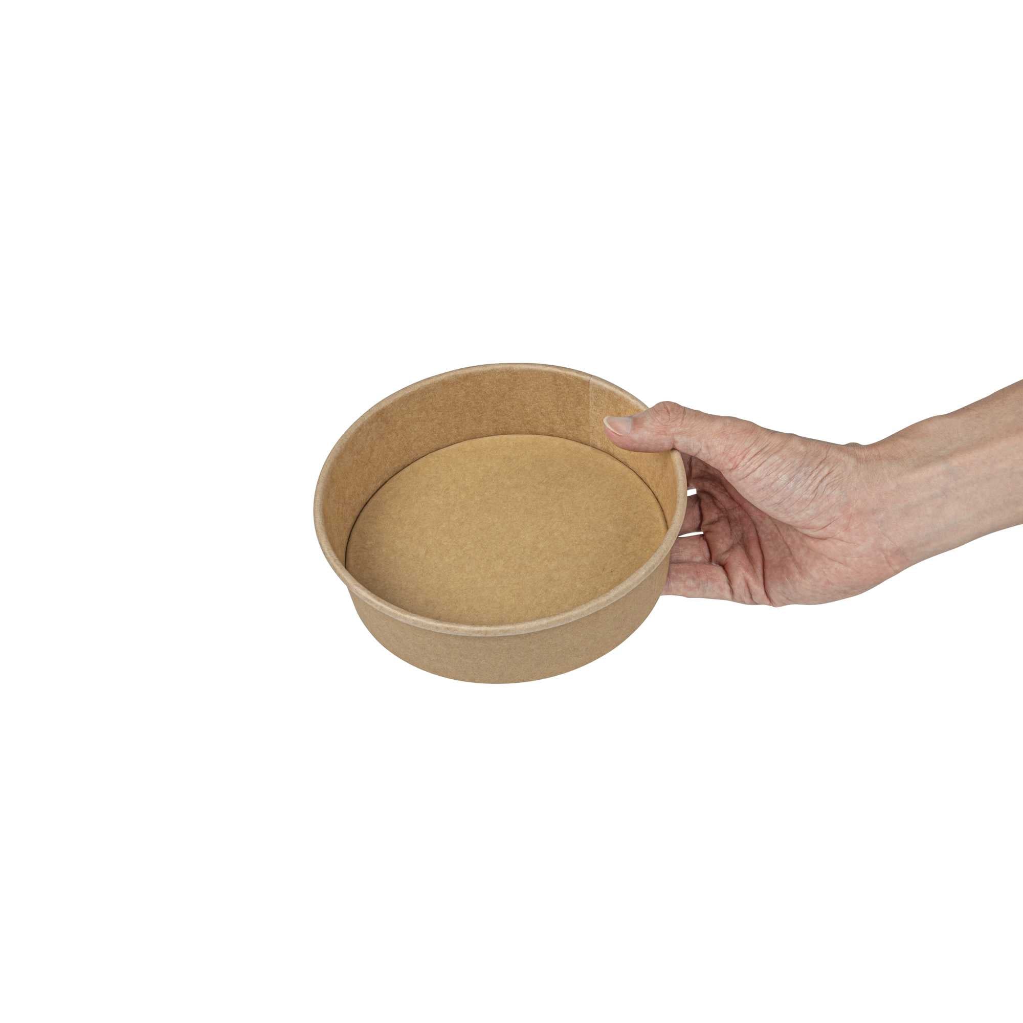 Bio Tek 22 oz Round Kraft Paper Take Out Container - 6 1/2" x 6 1/2" x 1 3/4" - 50 count box