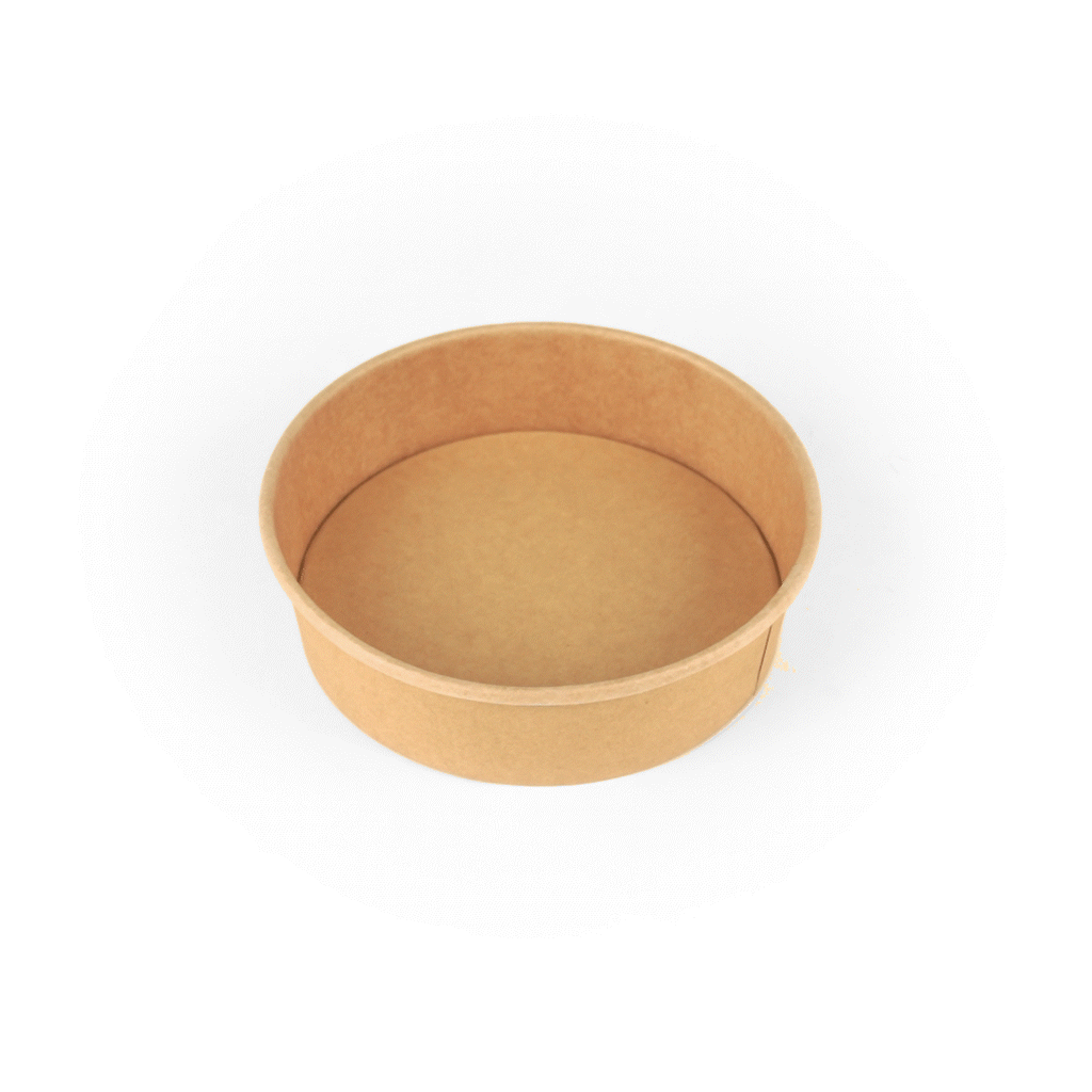 Bio Tek 22 oz Round Kraft Paper Take Out Container - 6 1/2" x 6 1/2" x 1 3/4" - 50 count box