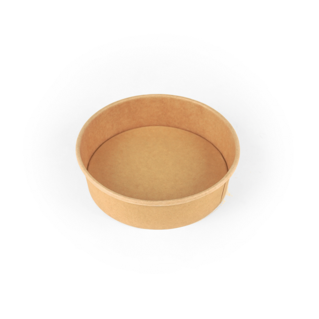 Bio Tek 22 oz Round Kraft Paper Take Out Container - 6 1/2" x 6 1/2" x 1 3/4" - 50 count box