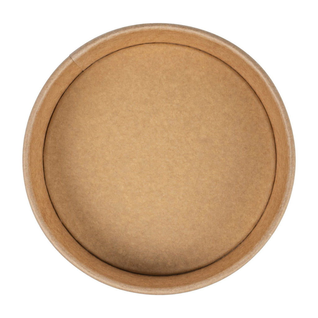 Bio Tek 22 oz Round Kraft Paper Take Out Container - 6 1/2" x 6 1/2" x 1 3/4" - 200 count box