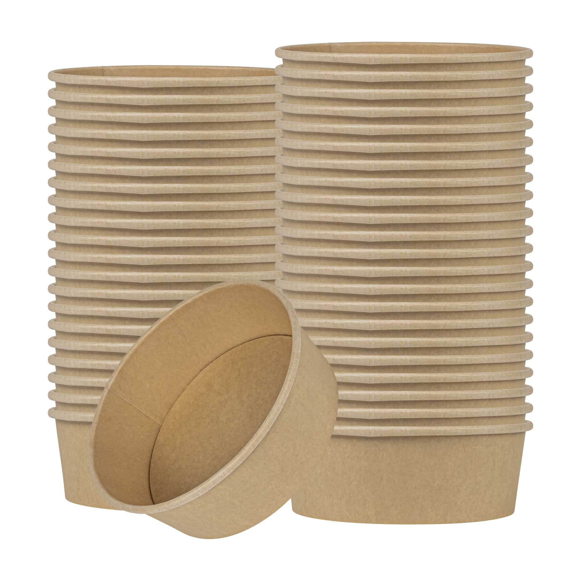 Bio Tek 45 oz Round Kraft Paper Take Out Container - 7 1/4" x 7 1/4" x 2 1/2" - 50 count box