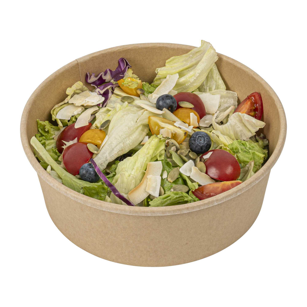 Bio Tek 45 oz Round Kraft Paper Take Out Container - 7 1/4" x 7 1/4" x 2 1/2" - 50 count box