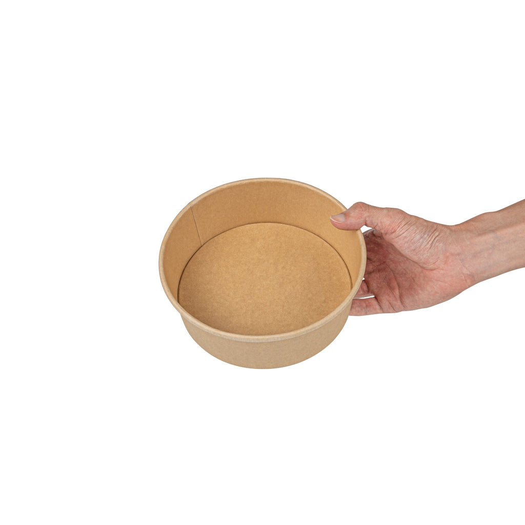 Bio Tek 45 oz Round Kraft Paper Take Out Container - 7 1/4" x 7 1/4" x 2 1/2" - 200 count box