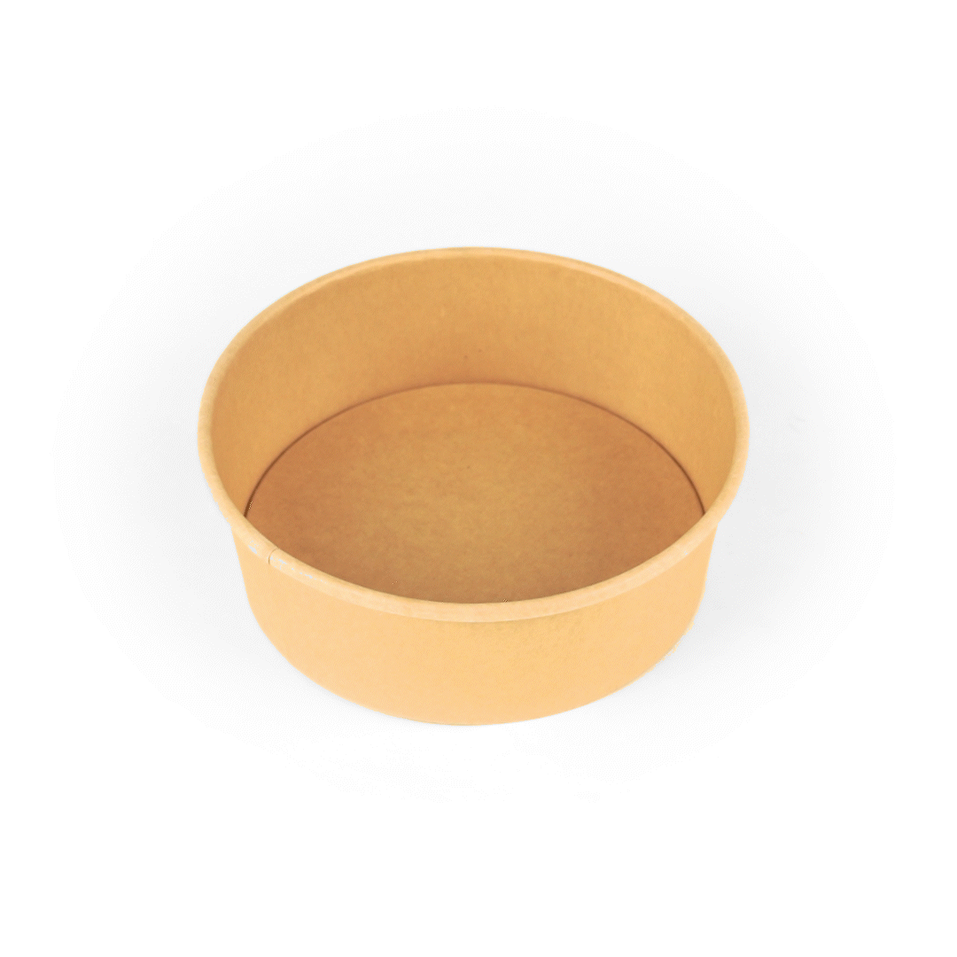 Bio Tek 45 oz Round Kraft Paper Take Out Container - 7 1/4" x 7 1/4" x 2 1/2" - 200 count box