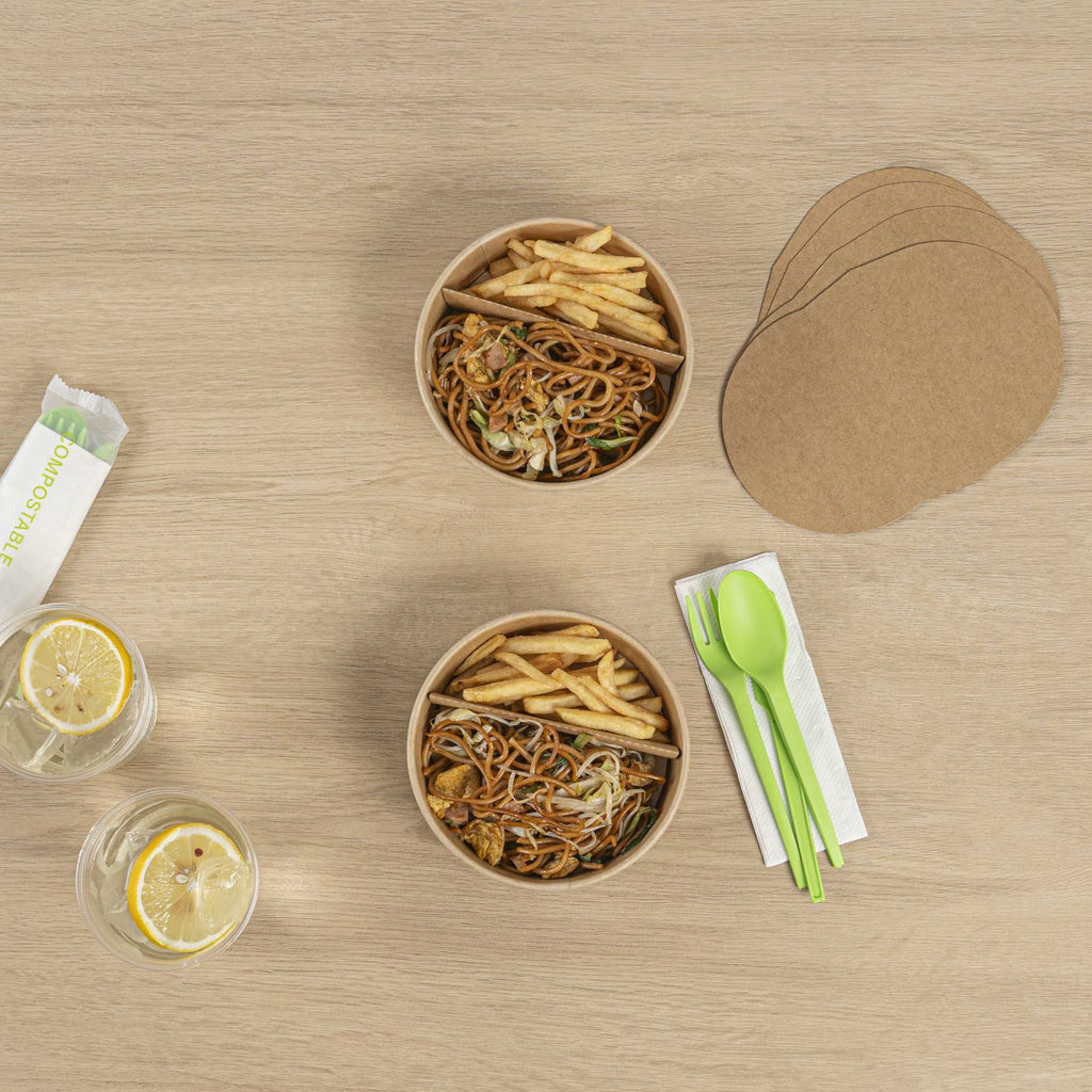 Bio Tek Kraft Paper 2-Compartment Insert - Fits 17, 25, 33 and 34 oz Containers - 50 count box