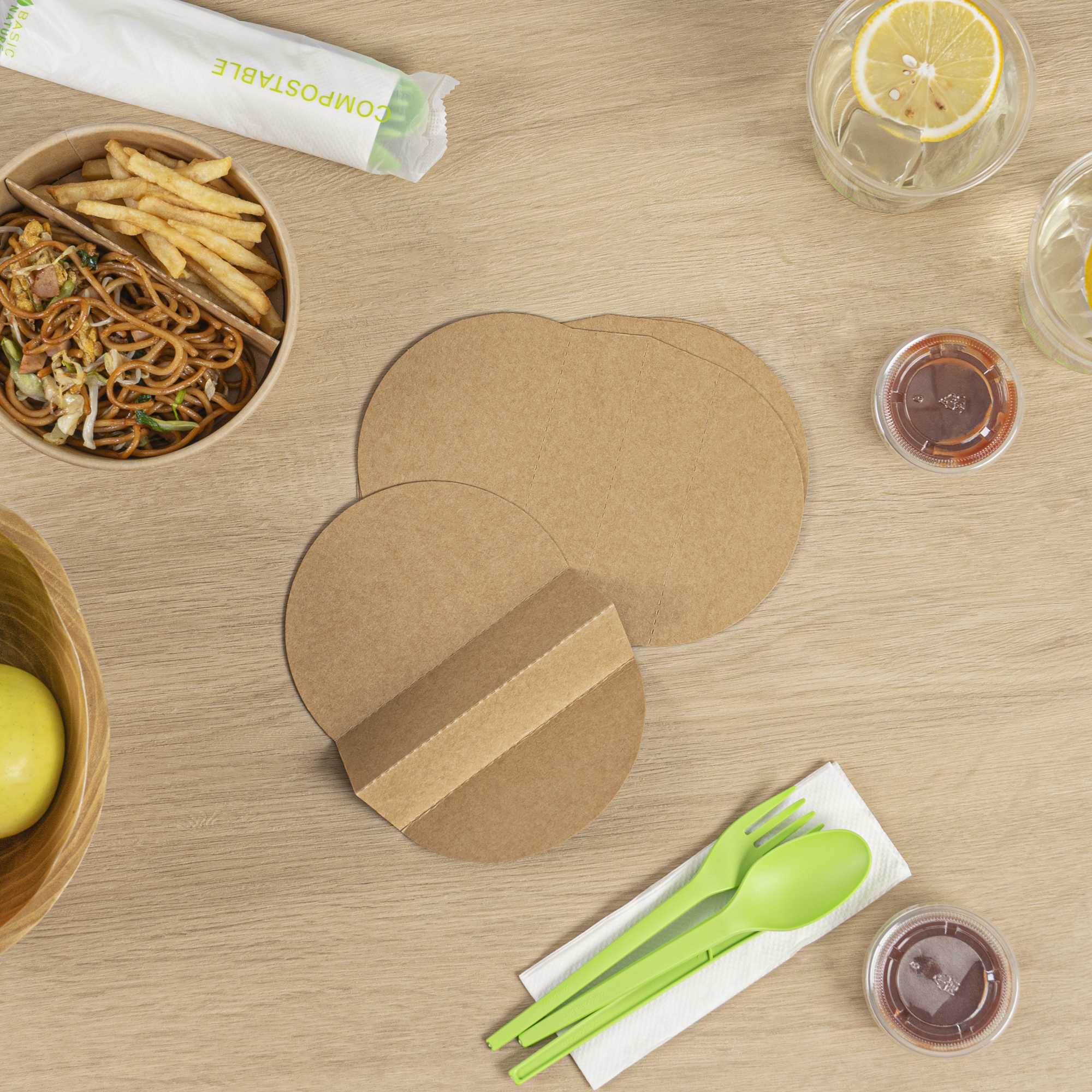 Bio Tek Kraft Paper 2-Compartment Insert - Fits 17, 25, 33 and 34 oz Containers - 50 count box