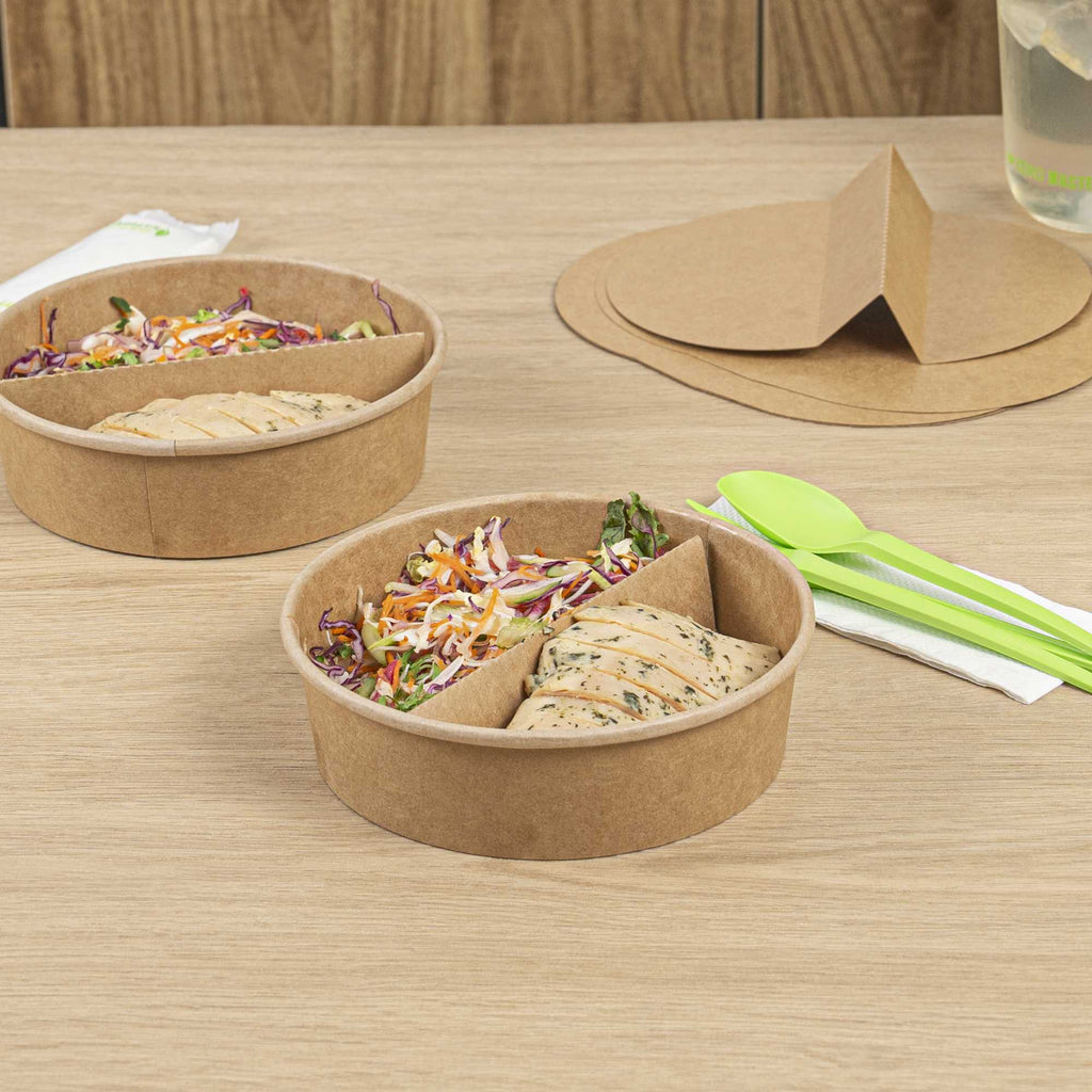 Bio Tek Kraft Paper 2-Compartment Insert - Fits 22, 37 and 42 oz Containers - 200 count box
