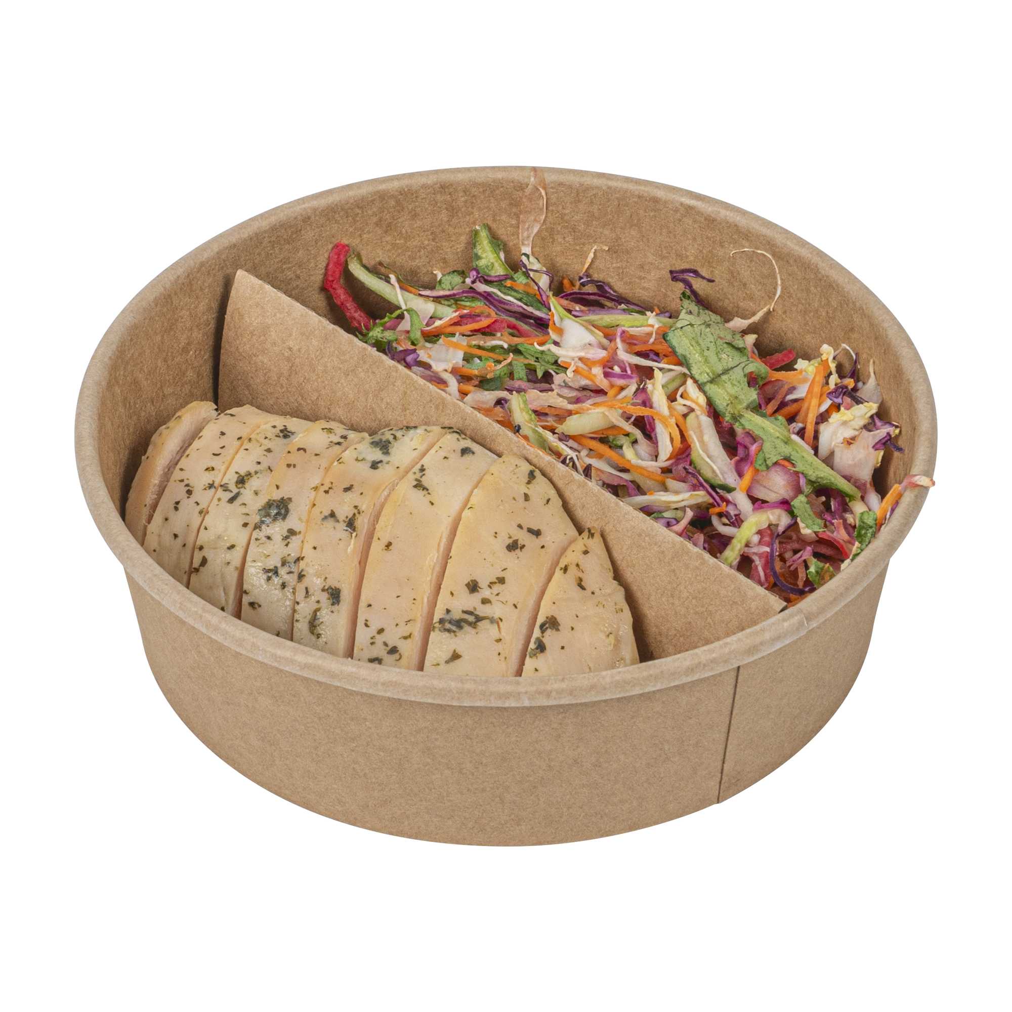 Bio Tek Kraft Paper 2-Compartment Insert - Fits 22, 37 and 42 oz Containers - 50 count box