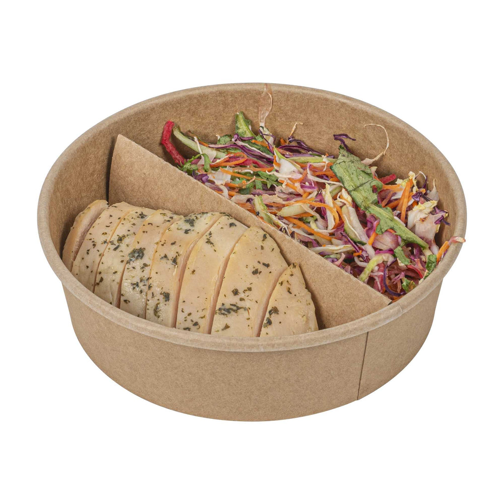 Bio Tek Kraft Paper 2-Compartment Insert - Fits 22, 37 and 42 oz Containers - 200 count box