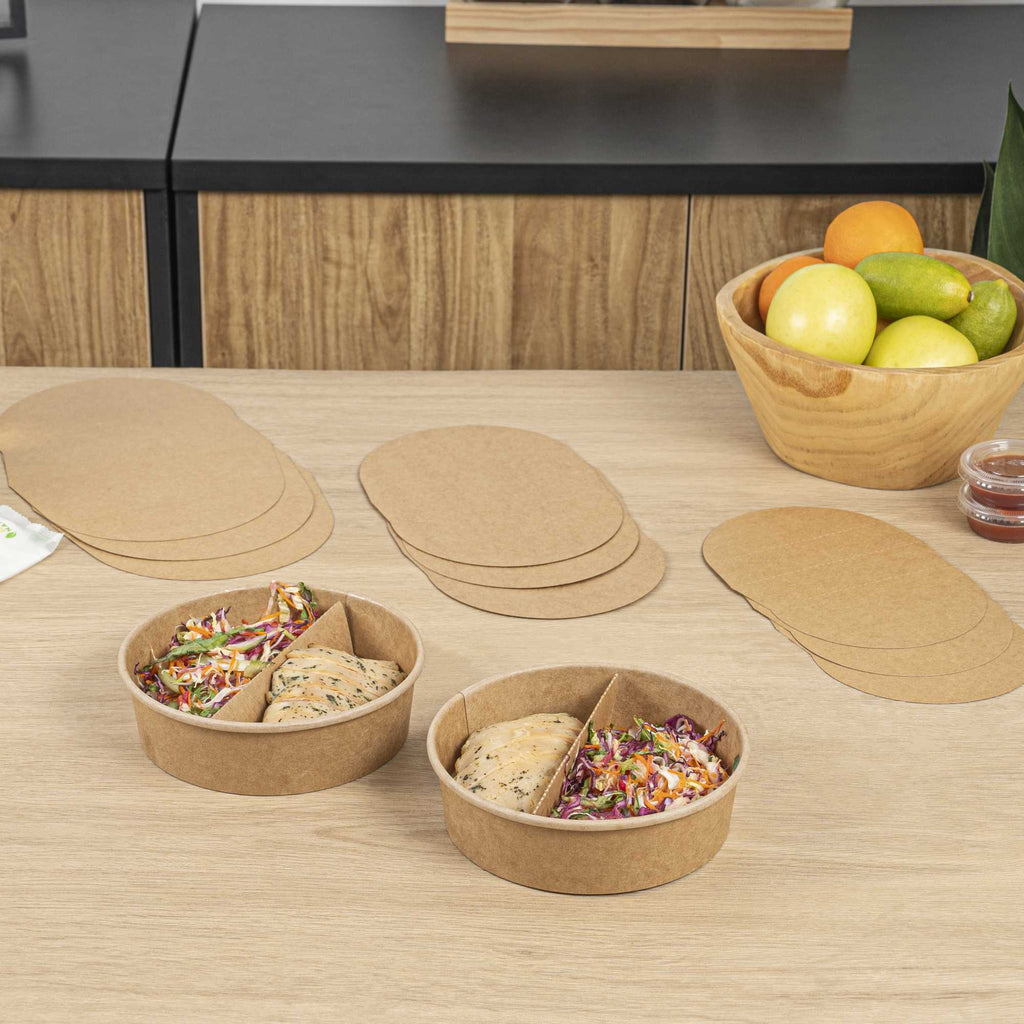 Bio Tek Kraft Paper 2-Compartment Insert - Fits 22, 37 and 42 oz Containers - 200 count box