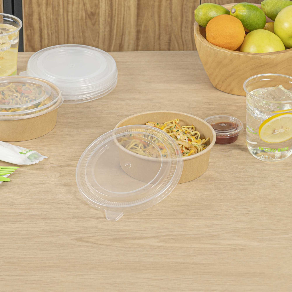 Bio Tek Clear Plastic Take Out Container Lid - Fits 17, 25, 33 and 34 oz Containers - 50 count box