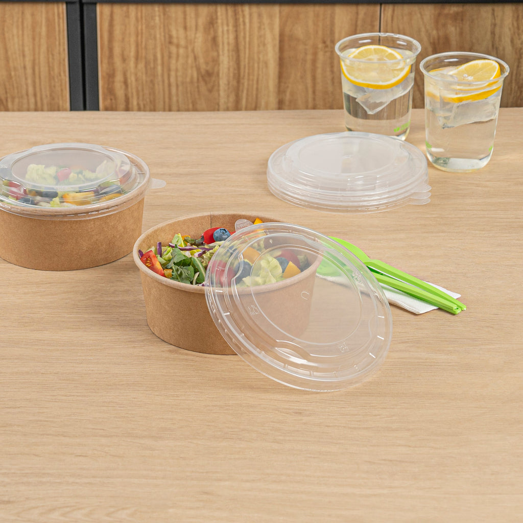 Bio Tek Clear Plastic Take Out Container Lid - Fits 22, 37 and 42 oz Containers - 200 count box