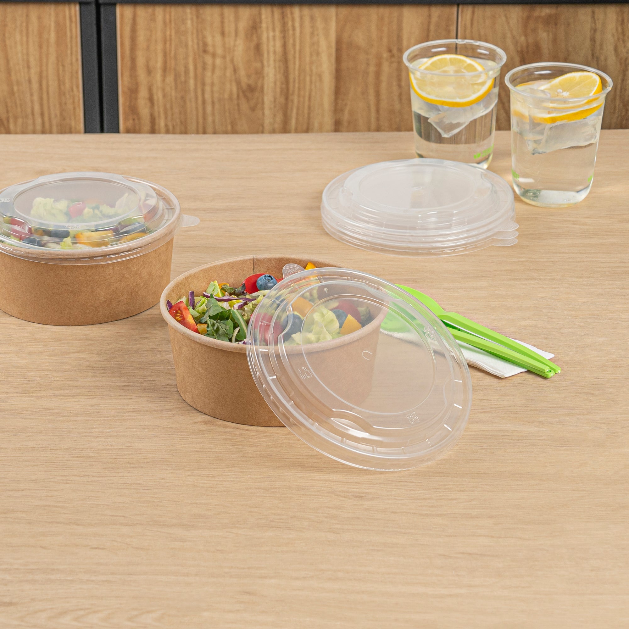 Bio Tek Clear Plastic Take Out Container Lid - Fits 22, 37 and 42 oz Containers - 200 count box