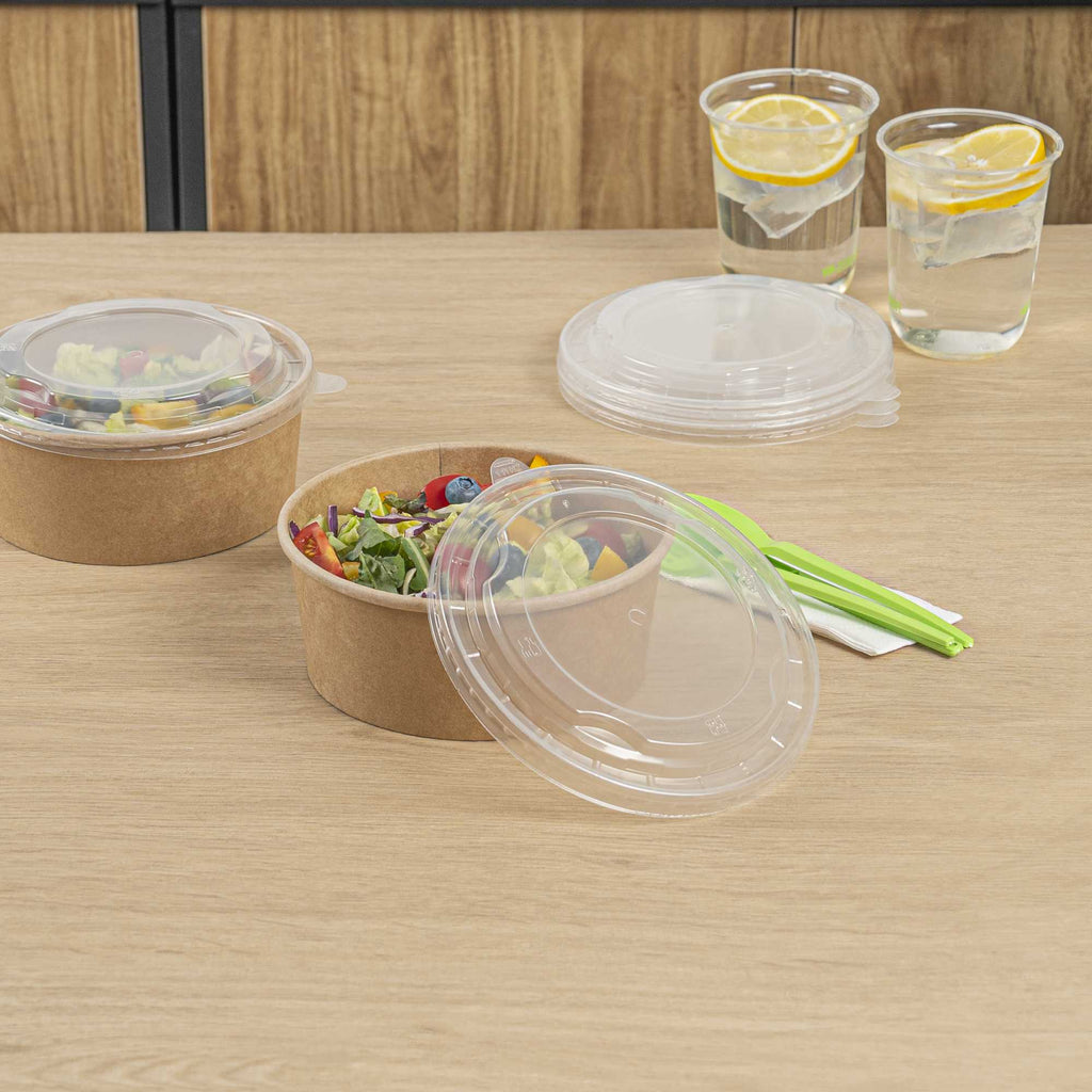 Bio Tek Clear Plastic Take Out Container Lid - Fits 22, 34, 37 and 42 oz Containers - 50 count box