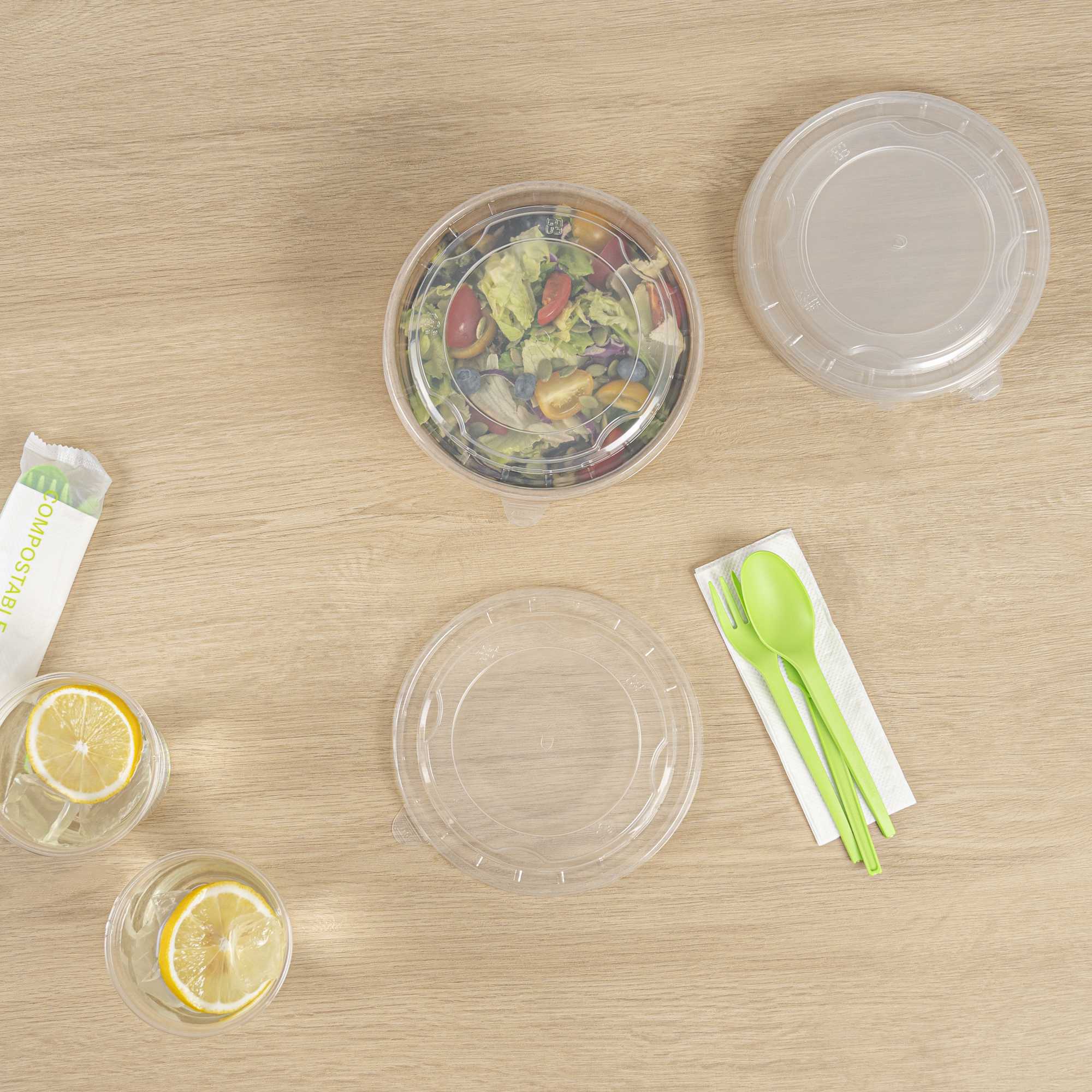 Bio Tek Clear Plastic Take Out Container Lid - Fits 22, 34, 37 and 42 oz Containers - 50 count box
