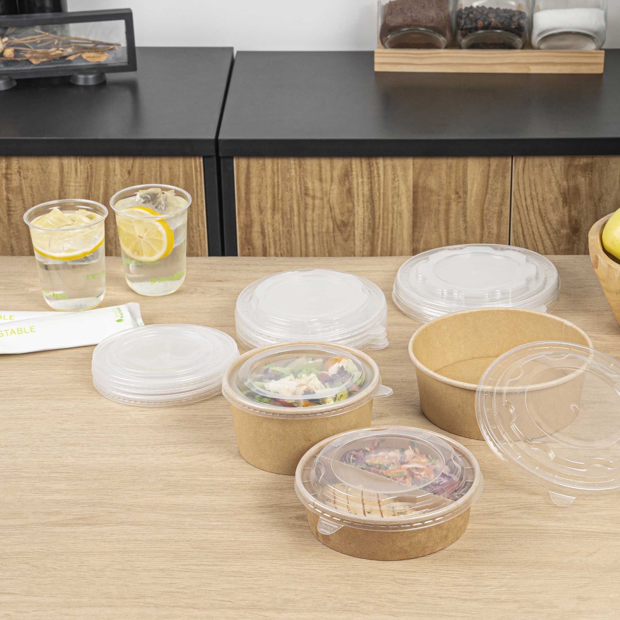 Bio Tek Clear Plastic Take Out Container Lid - Fits 22, 34, 37 and 42 oz Containers - 50 count box