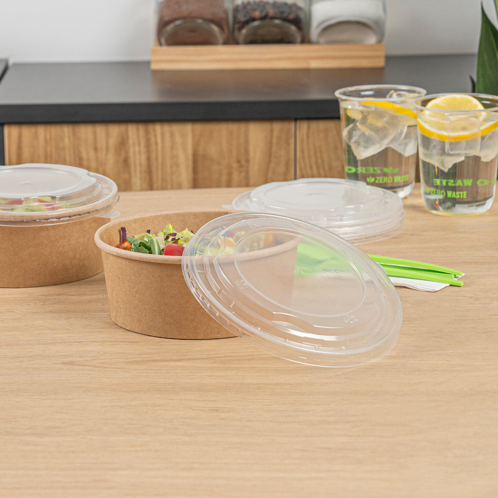 Bio Tek Clear Plastic Take Out Container Lid - Fits 22, 37 and 42 oz Containers - 200 count box