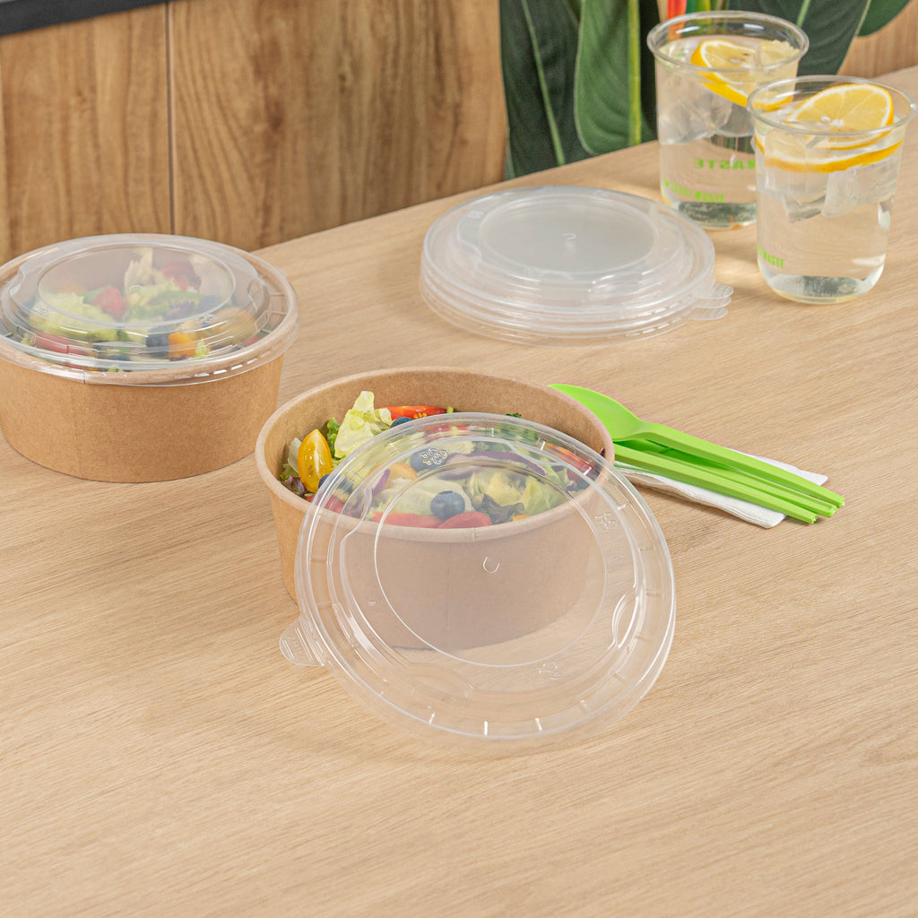 Bio Tek Clear Plastic Take Out Container Lid - Fits 22, 37 and 42 oz Containers - 200 count box