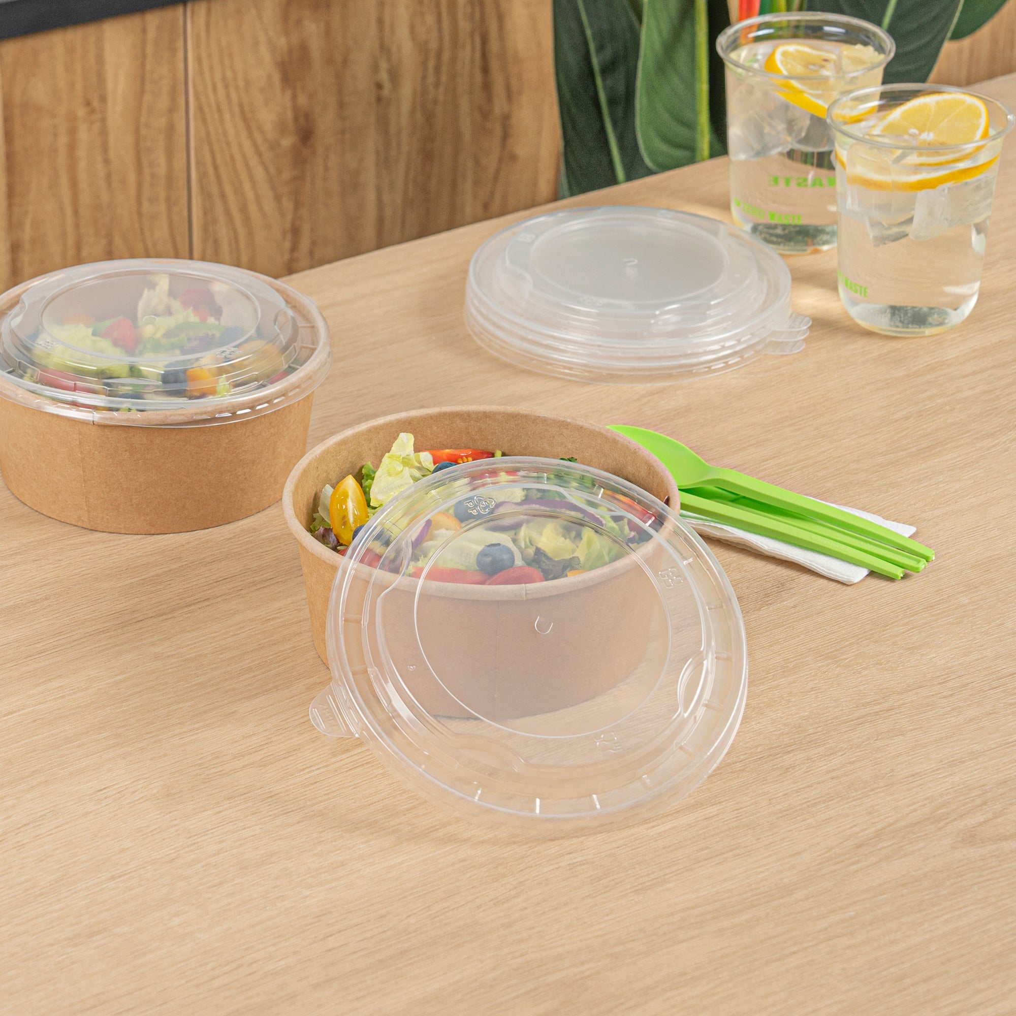 Bio Tek Clear Plastic Take Out Container Lid - Fits 22, 37 and 42 oz Containers - 200 count box