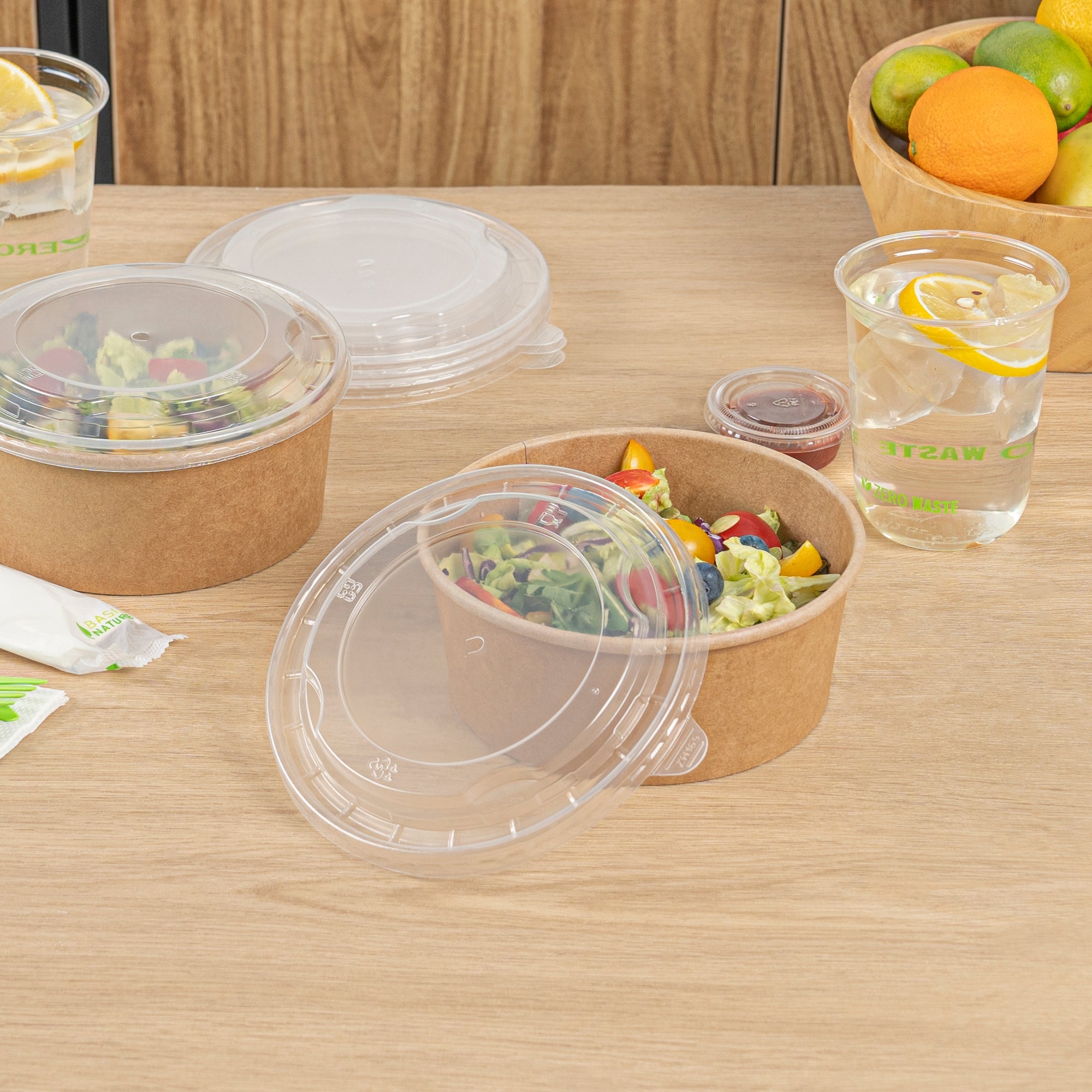 Bio Tek Clear Plastic Take Out Container Lid - Fits 22, 37 and 42 oz Containers - 200 count box