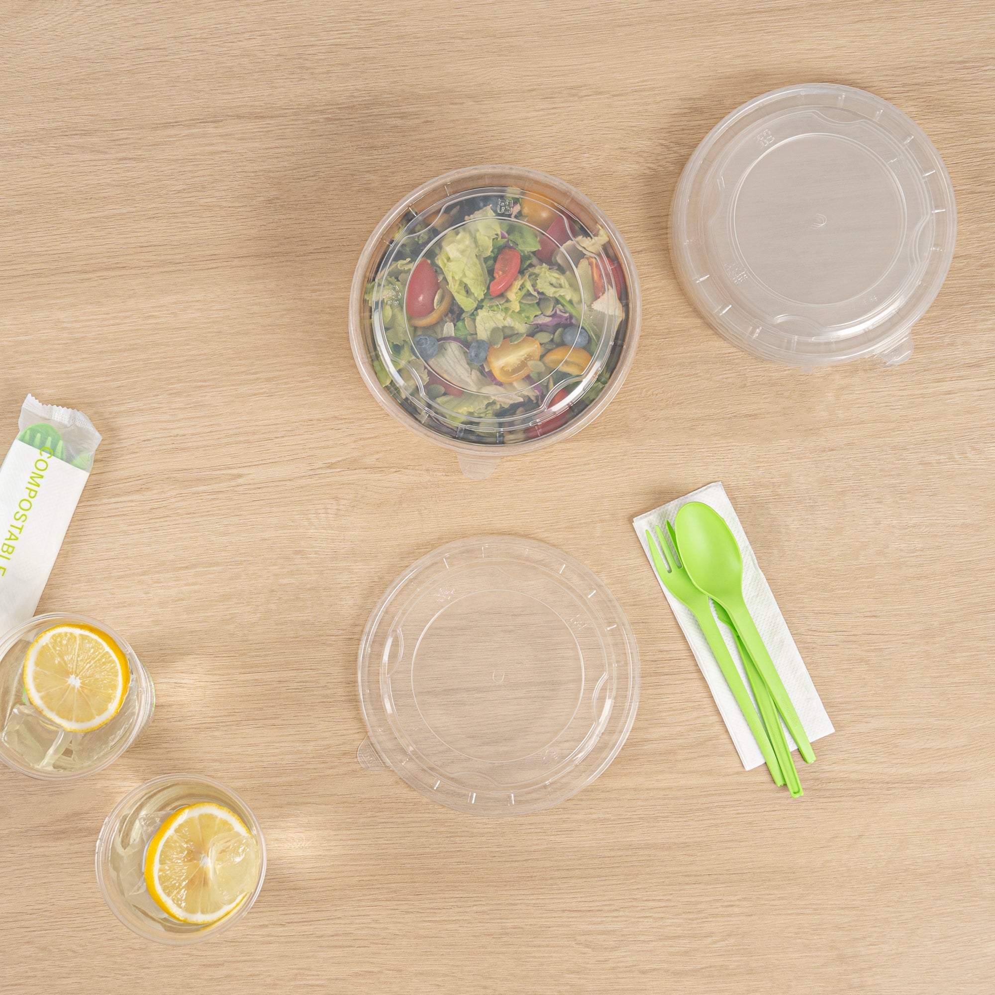 Bio Tek Clear Plastic Take Out Container Lid - Fits 22, 37 and 42 oz Containers - 200 count box