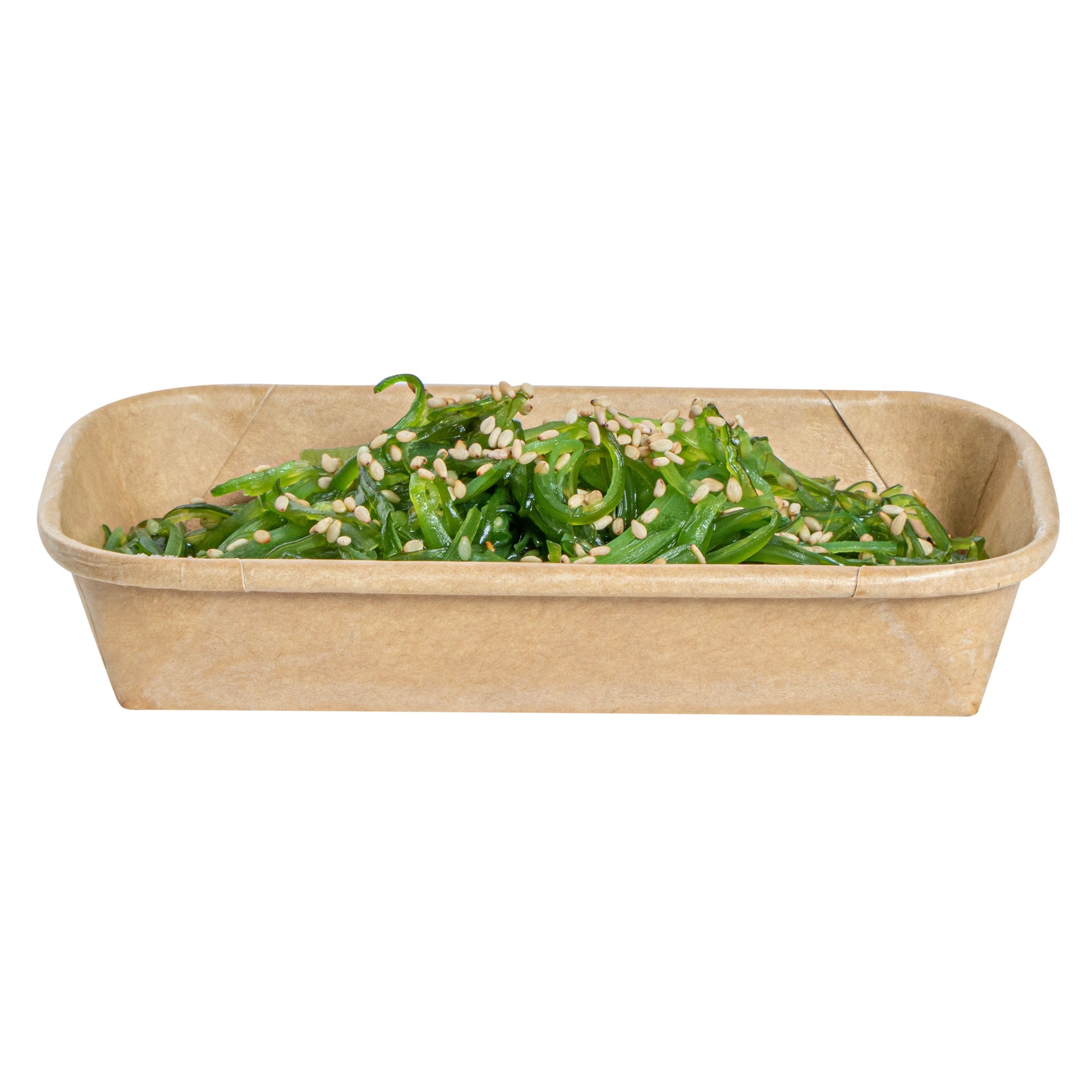 Matsuri Vision 5 oz Rectangle Kraft Paper Sushi Container - 5 1/2" x 3 1/4" x 1" - 50 count box
