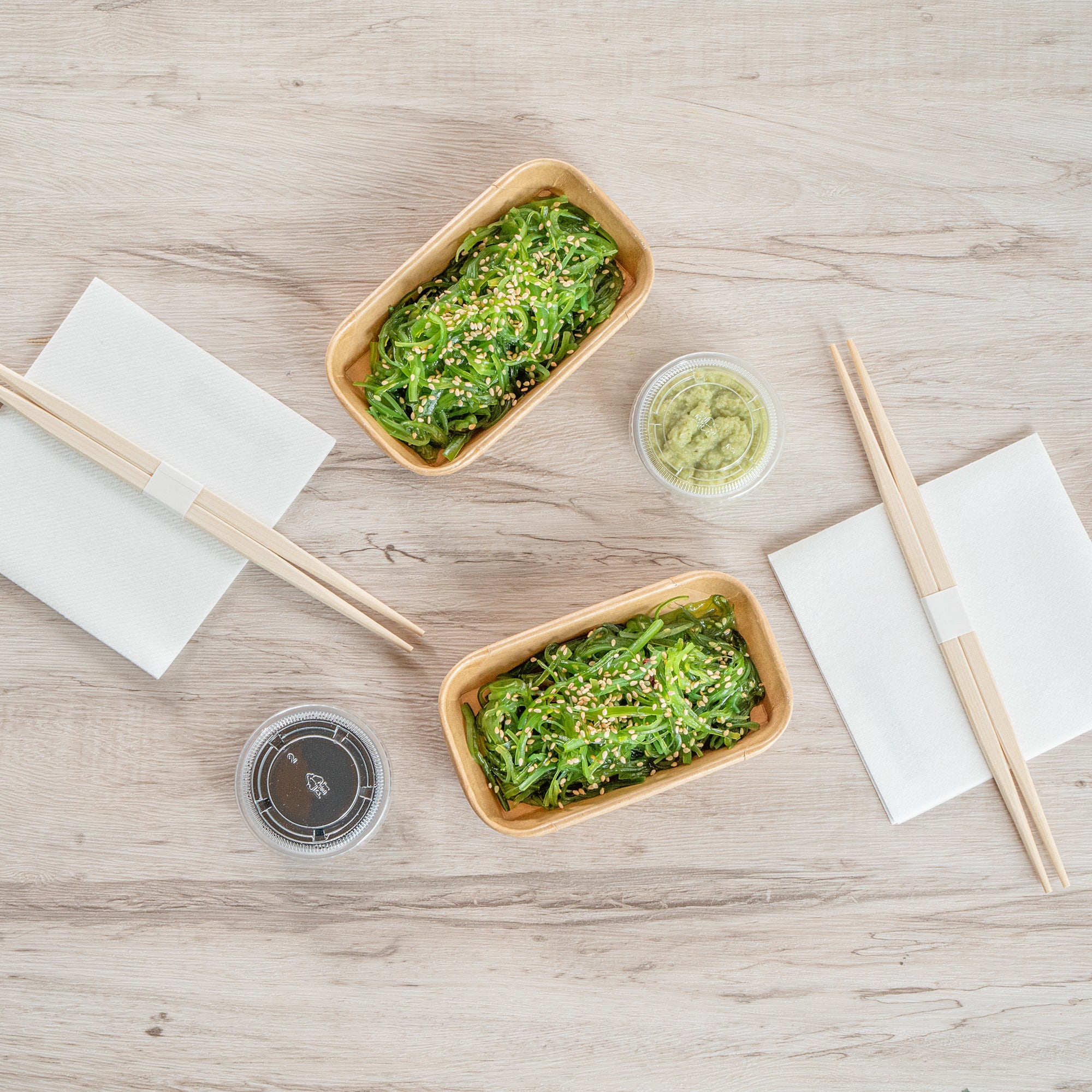 Matsuri Vision 5 oz Rectangle Kraft Paper Sushi Container - 5 1/2" x 3 1/4" x 1" - 100 count box
