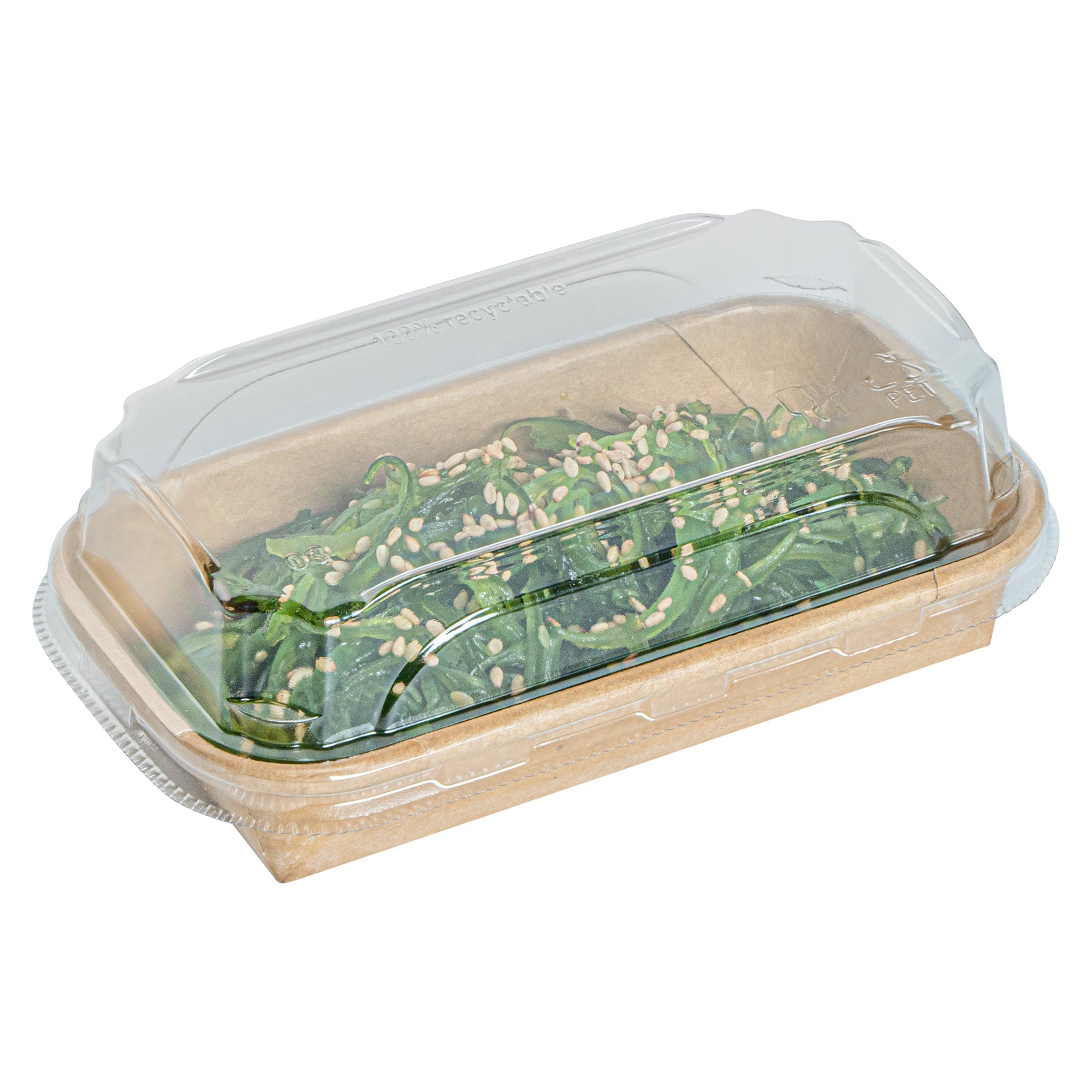 Matsuri Vision Clear PET Plastic Lid - Fits 5 oz Sushi Container, Anti-Fog - 50 count box