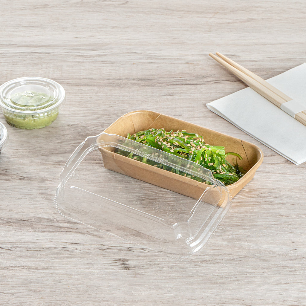 Matsuri Vision Clear PET Plastic Lid - Fits 5 oz Sushi Container, Anti-Fog - 50 count box