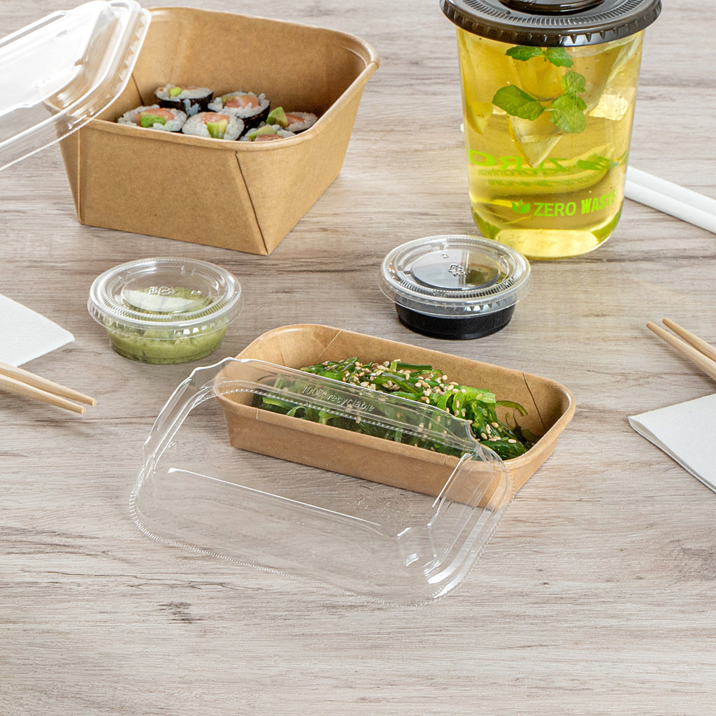 Matsuri Vision Clear PET Plastic Lid - Fits 5 oz Sushi Container, Anti-Fog - 50 count box