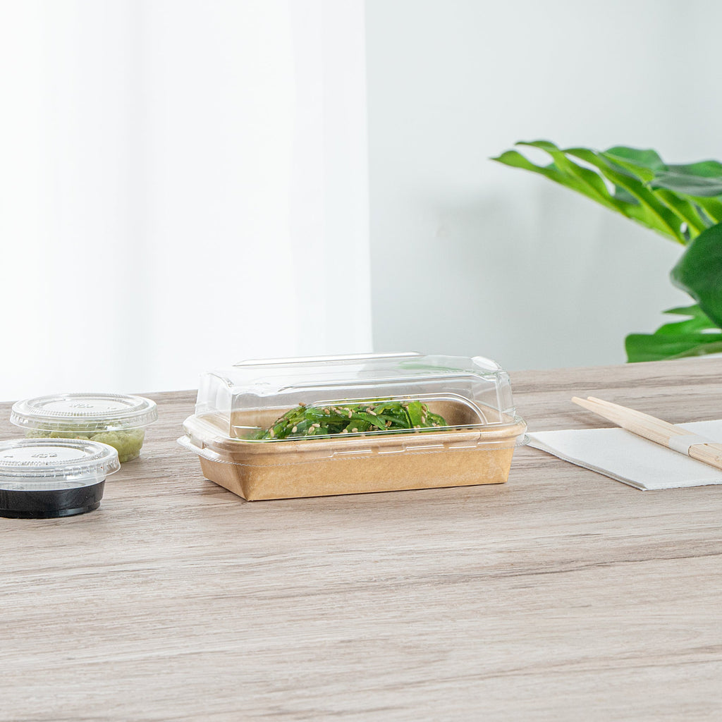 Matsuri Vision Clear PET Plastic Lid - Fits 5 oz Sushi Container, Anti-Fog - 50 count box