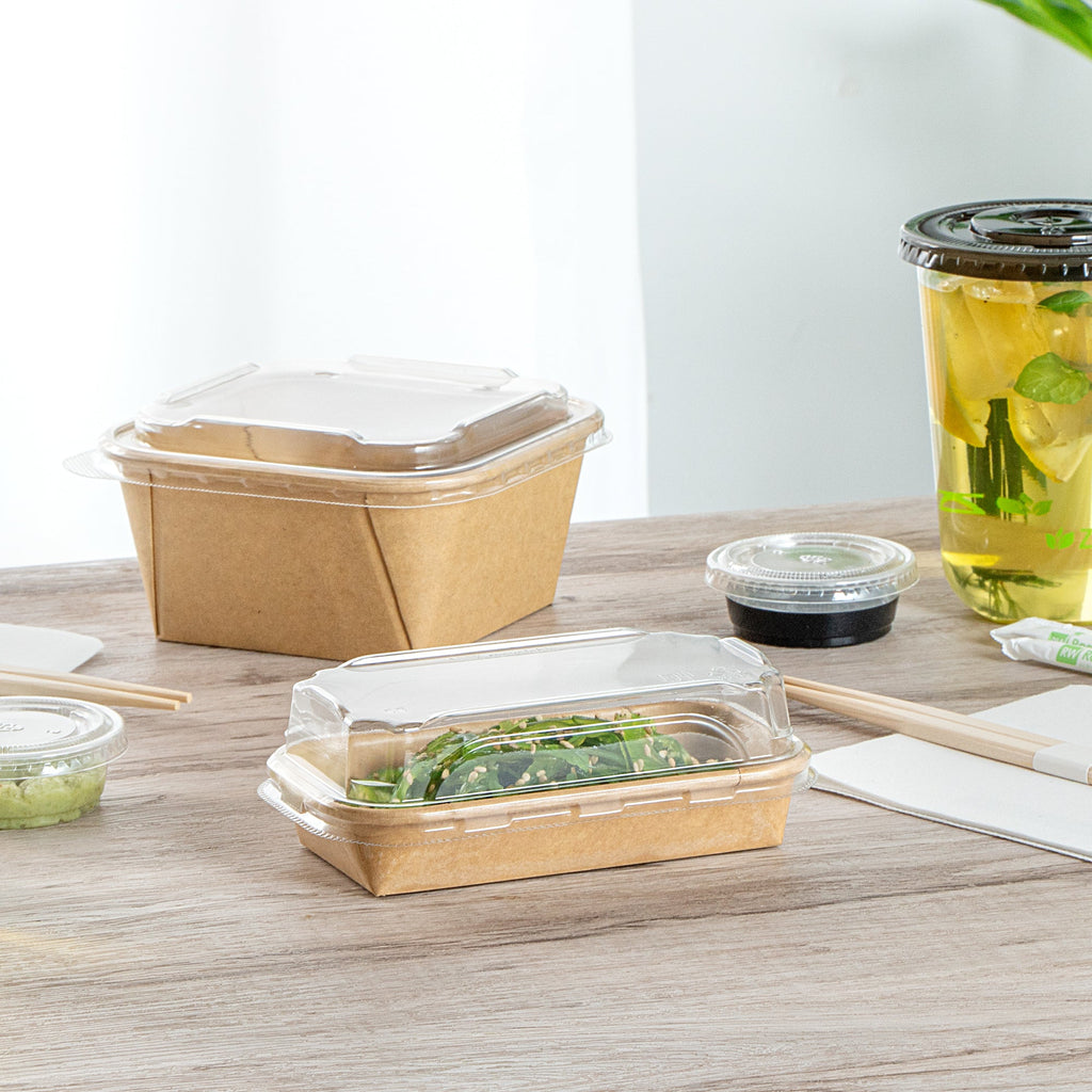 Matsuri Vision Clear PET Plastic Lid - Fits 5 oz Sushi Container, Anti-Fog - 50 count box