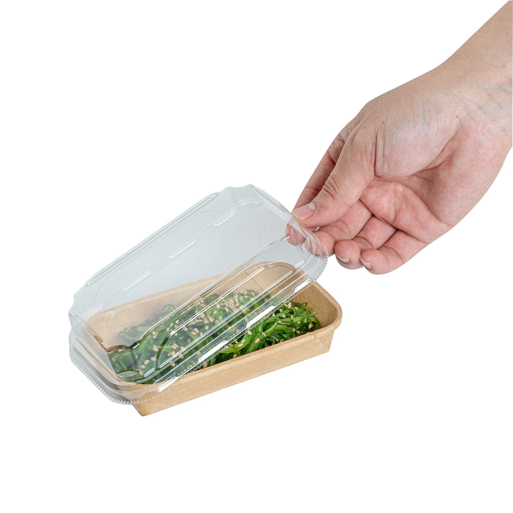 Matsuri Vision Clear PET Plastic Lid - Fits 5 oz Sushi Container, Anti-Fog - 100 count box