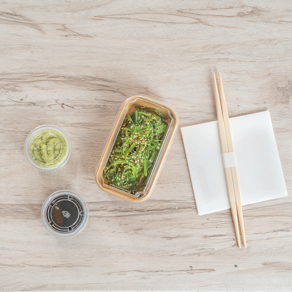 Matsuri Vision Clear PET Plastic Lid - Fits 5 oz Sushi Container, Anti-Fog - 100 count box