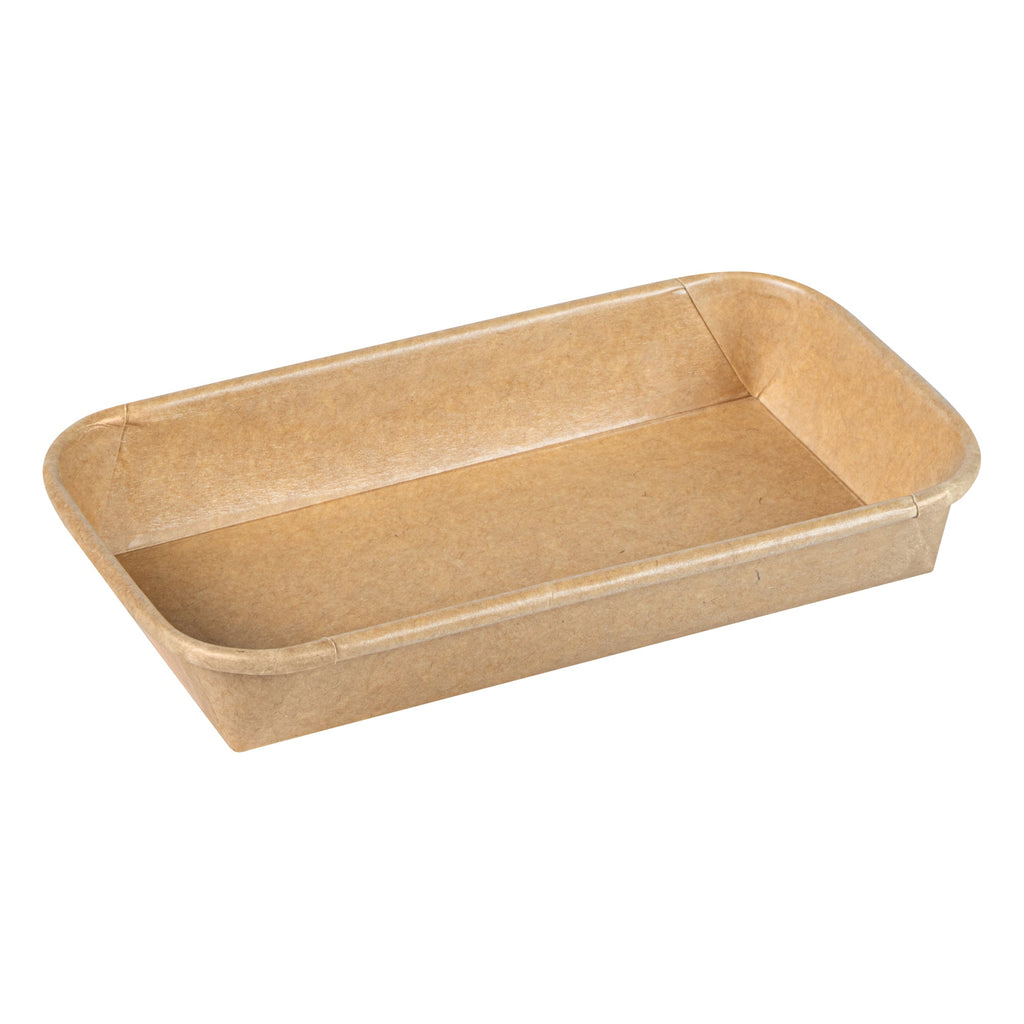 Matsuri Vision 6 oz Rectangle Kraft Paper Sushi Container - 6 1/4" x 3 1/2" x 1" - 100 count box