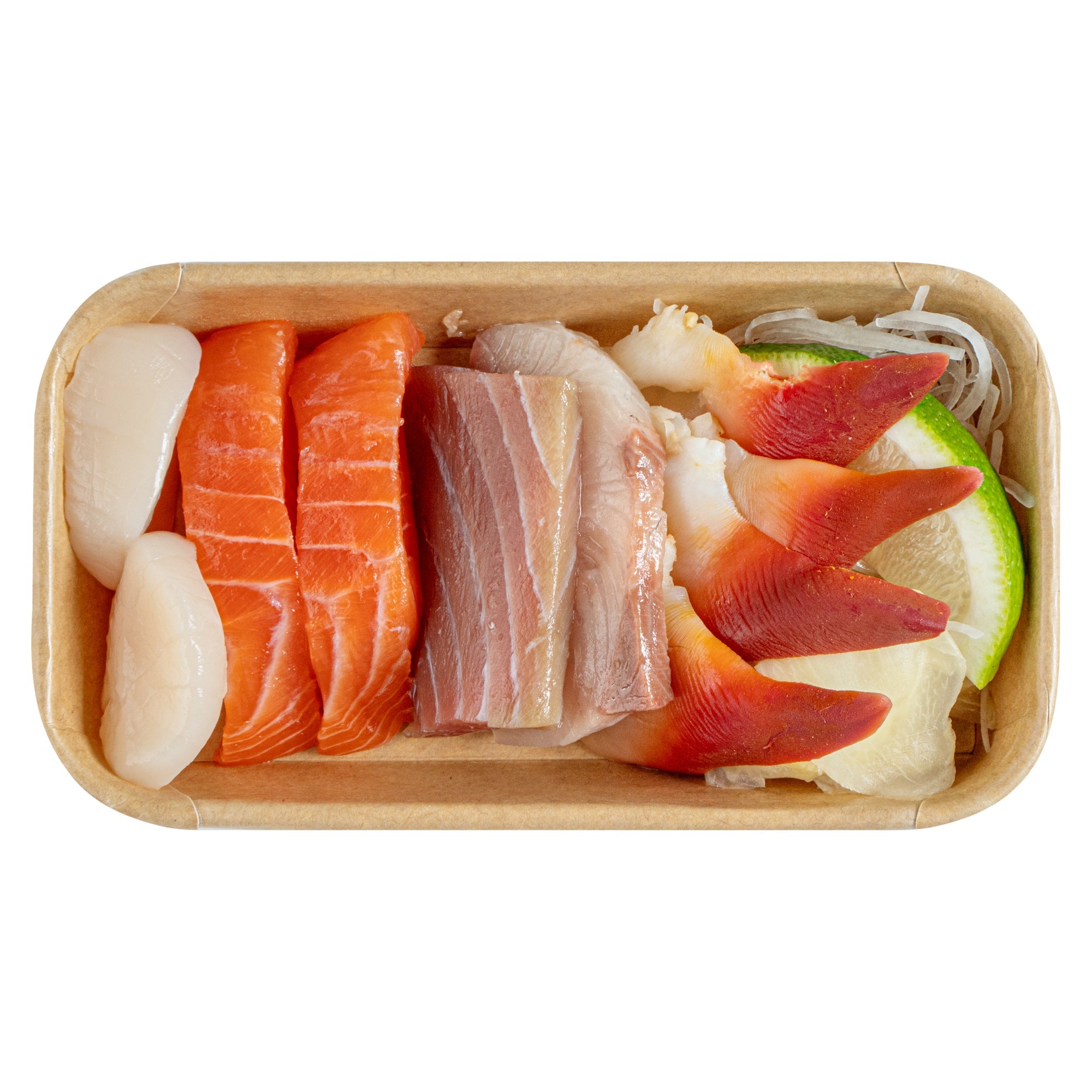 Matsuri Vision 6 oz Rectangle Kraft Paper Sushi Container - 6 1/4" x 3 1/2" x 1" - 50 count box
