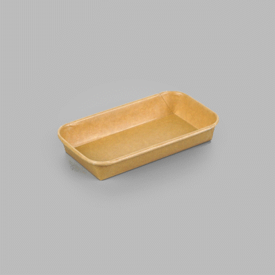 Matsuri Vision 6 oz Rectangle Kraft Paper Sushi Container - 6 1/4" x 3 1/2" x 1" - 50 count box
