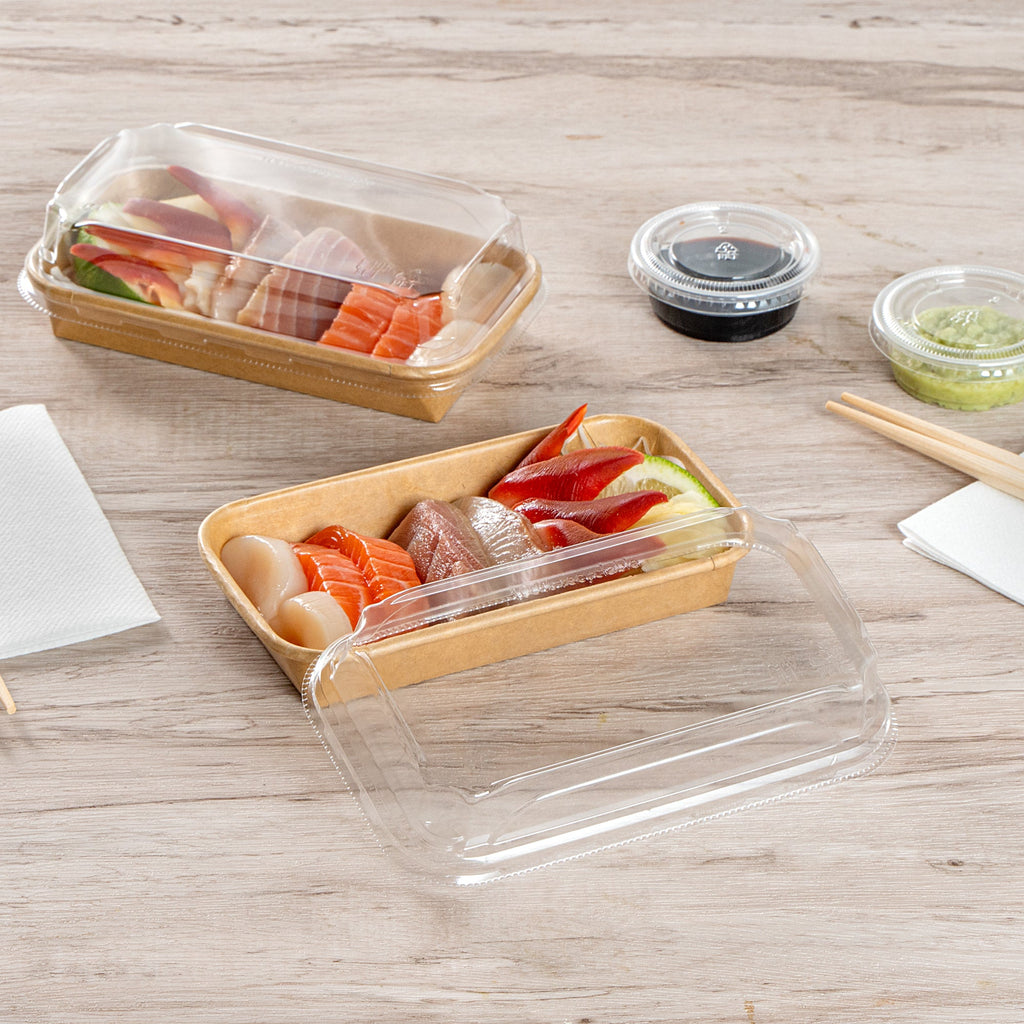 Matsuri Vision Clear PET Plastic Lid - Fits 6 oz Sushi Container, Anti-Fog - 50 count box