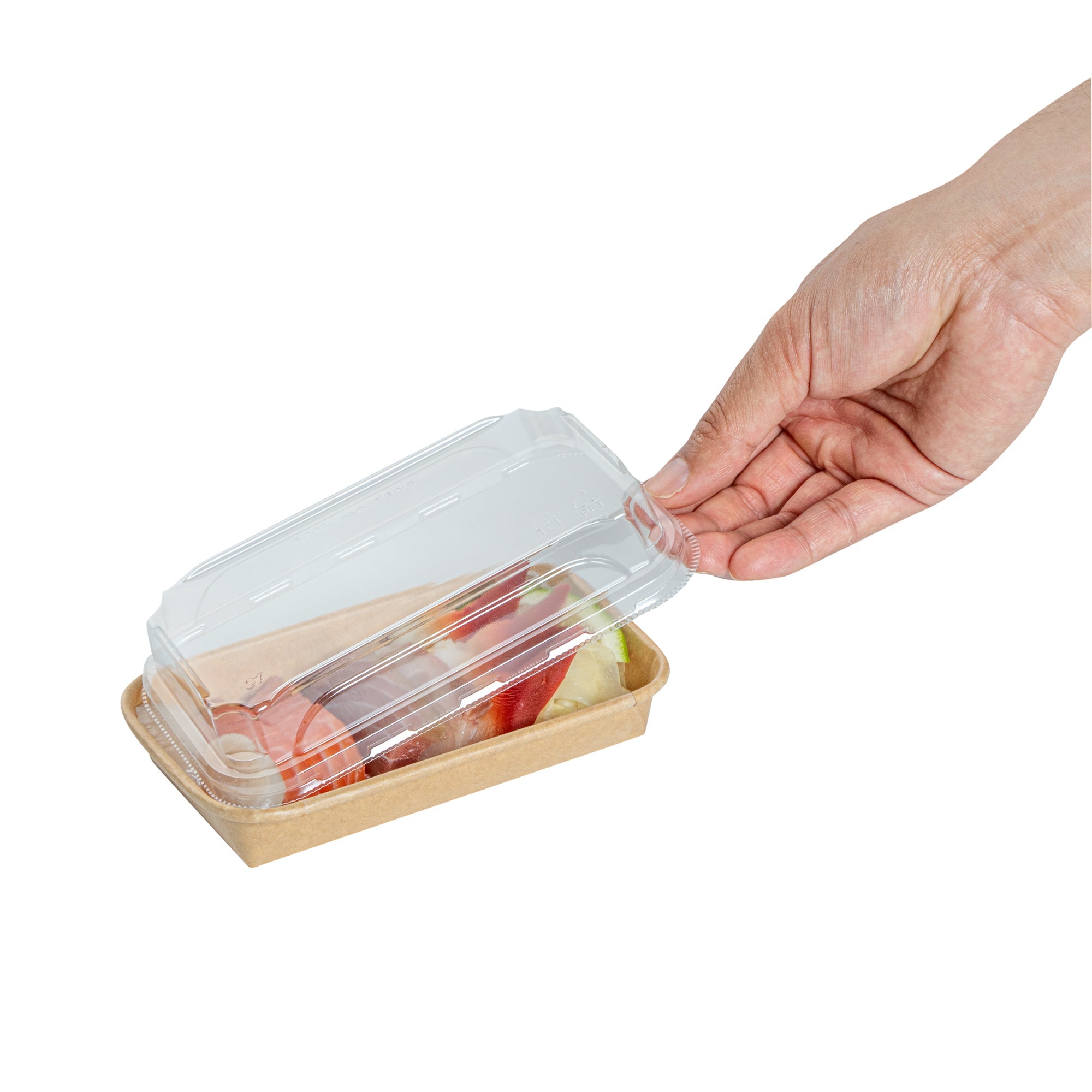 Matsuri Vision Clear PET Plastic Lid - Fits 6 oz Sushi Container, Anti-Fog - 50 count box