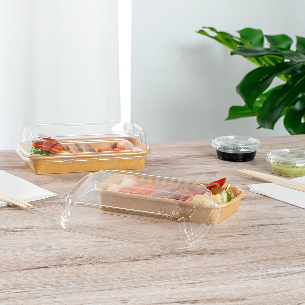 Matsuri Vision Clear PET Plastic Lid - Fits 6 oz Sushi Container, Anti-Fog - 100 count box