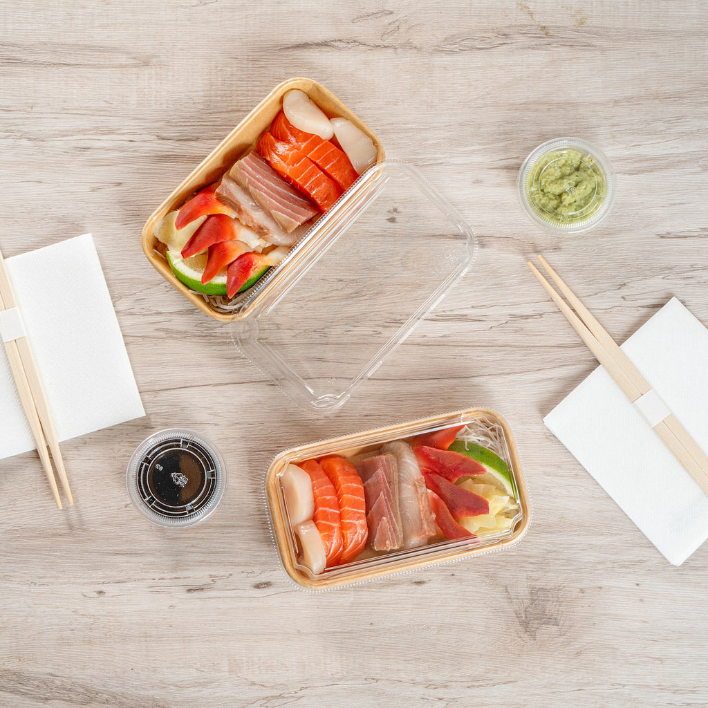 Matsuri Vision Clear PET Plastic Lid - Fits 6 oz Sushi Container, Anti-Fog - 100 count box