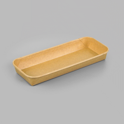 Matsuri Vision 10 oz Rectangle Kraft Paper Sushi Container - 8 3/4" x 3 1/2" x 1" - 100 count box