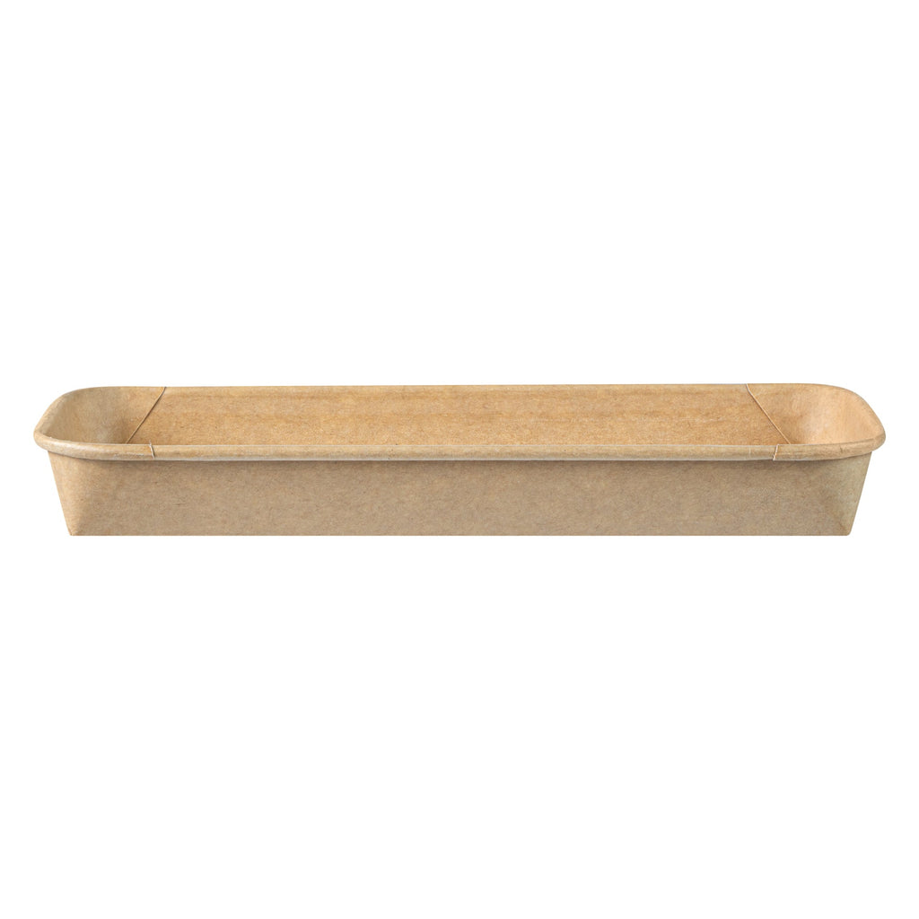 Matsuri Vision 10 oz Rectangle Kraft Paper Sushi Container - 8 3/4" x 3 1/2" x 1" - 100 count box