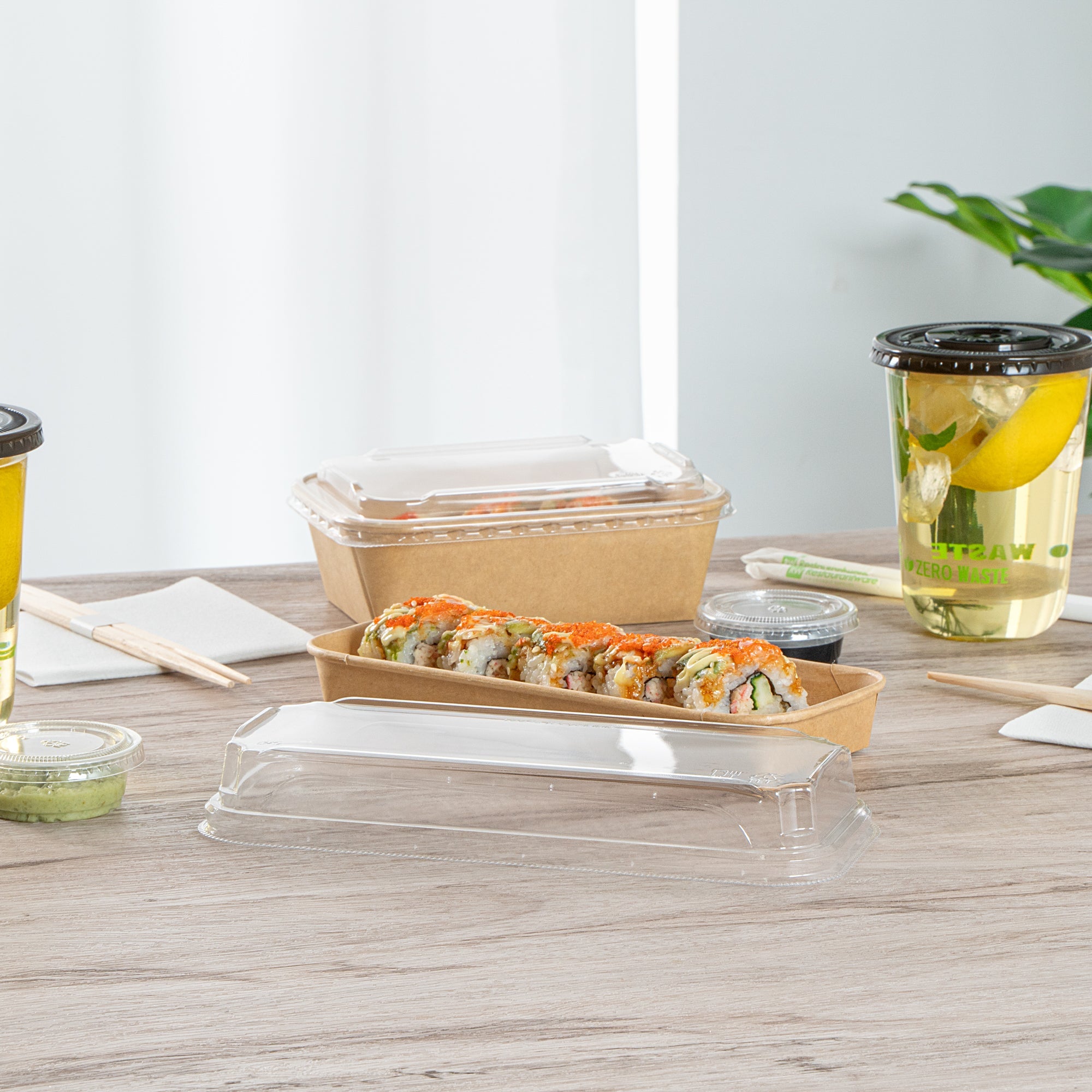 Matsuri Vision Clear PET Plastic Lid - Fits 10 oz Sushi Container, Anti-Fog - 100 count box
