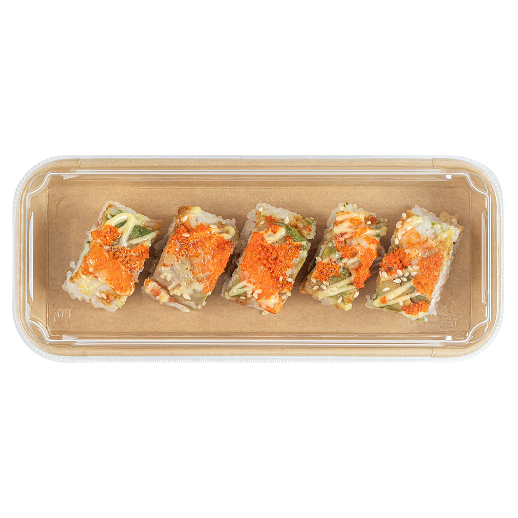 Matsuri Vision Clear PET Plastic Lid - Fits 10 oz Sushi Container, Anti-Fog - 50 count box