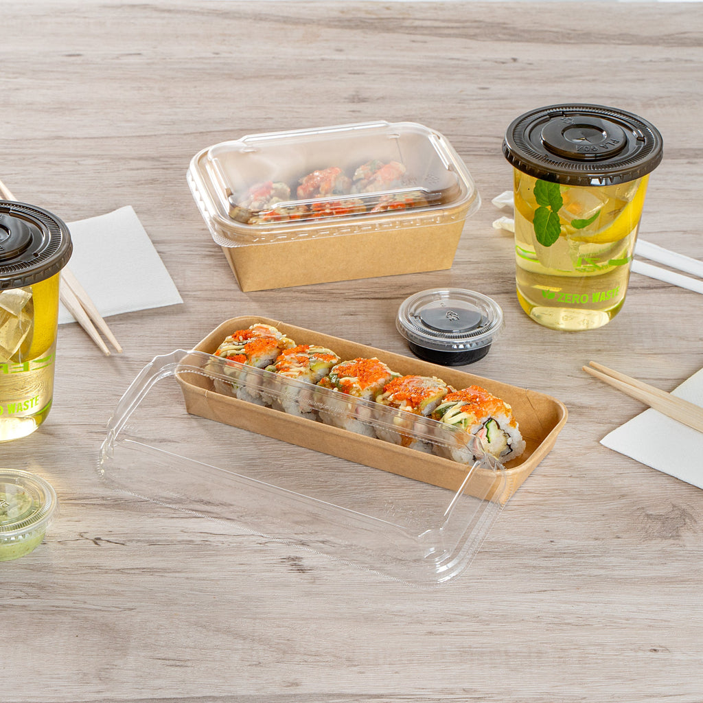 Matsuri Vision Clear PET Plastic Lid - Fits 10 oz Sushi Container, Anti-Fog - 50 count box