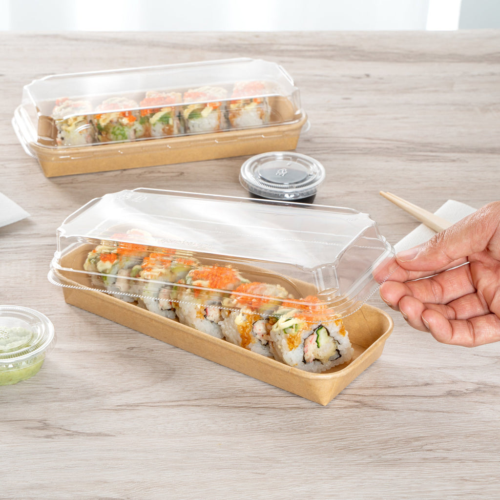 Matsuri Vision Clear PET Plastic Lid - Fits 10 oz Sushi Container, Anti-Fog - 50 count box