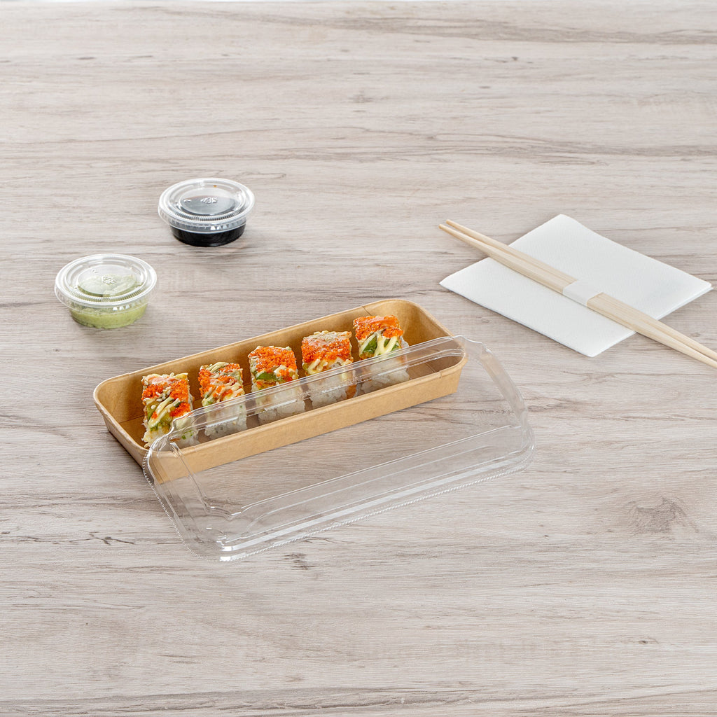 Matsuri Vision Clear PET Plastic Lid - Fits 10 oz Sushi Container, Anti-Fog - 50 count box